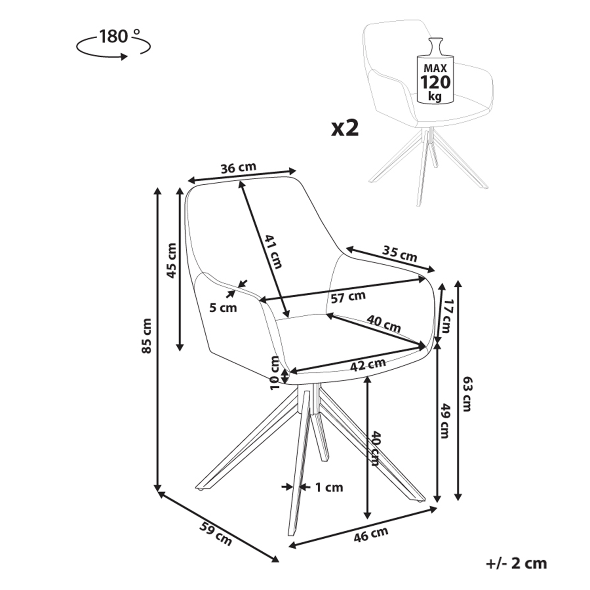Set de 2 scaune dining SANSARC Piele ecologică Maro [3]