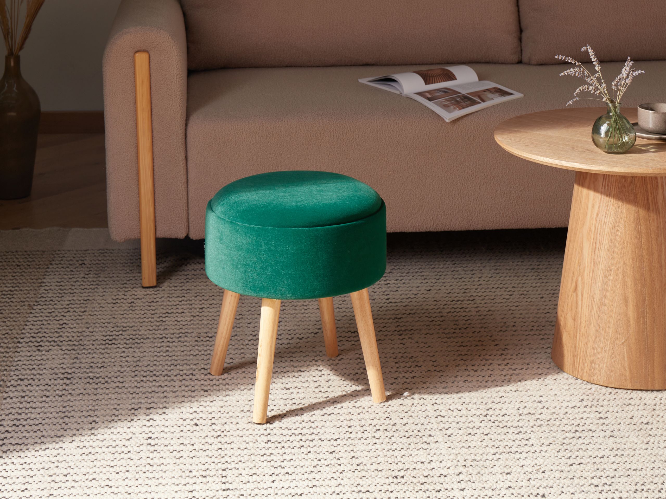 Stool with storage NEELY Velvet Emerald Green [1]