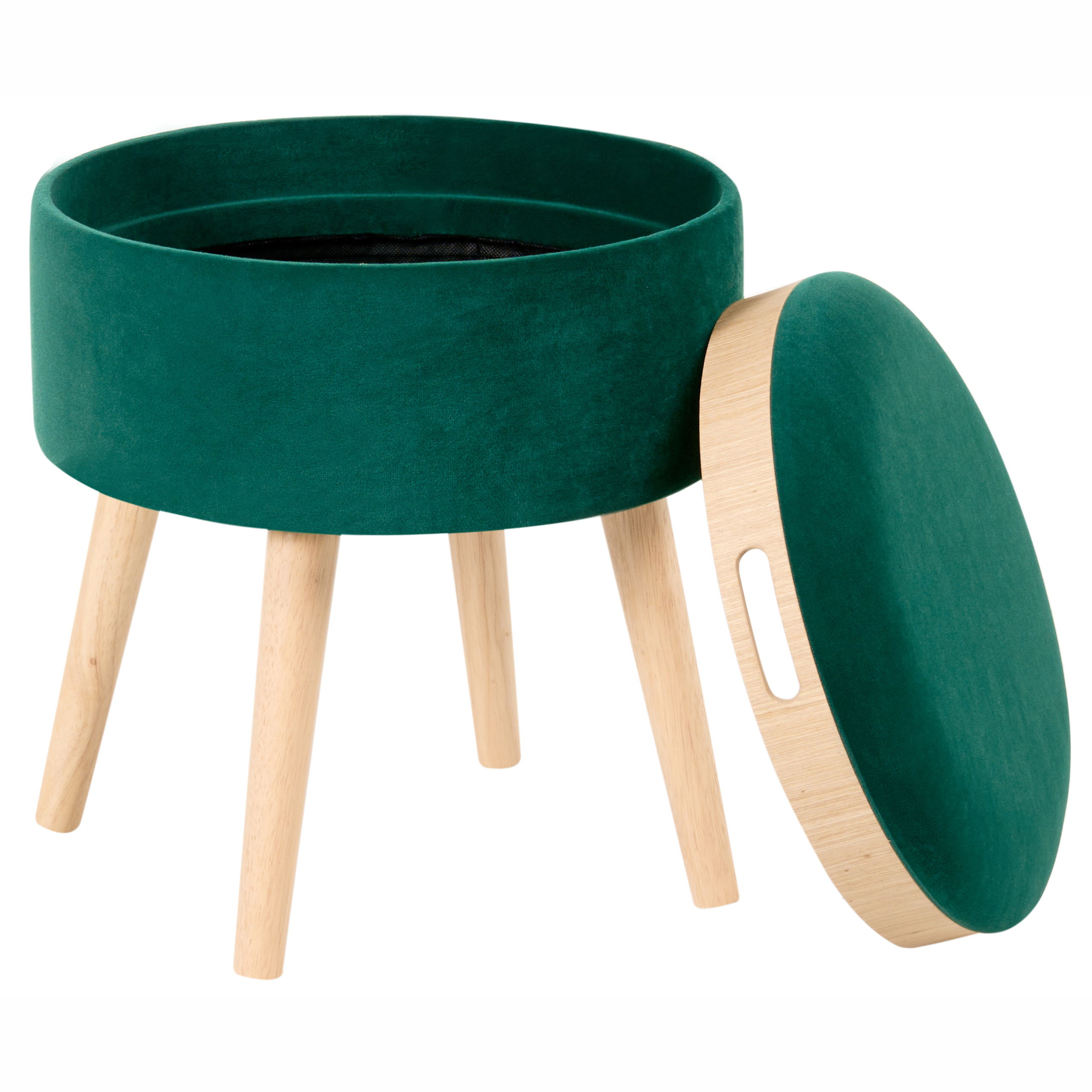Stool with storage NEELY Velvet Emerald Green [5]