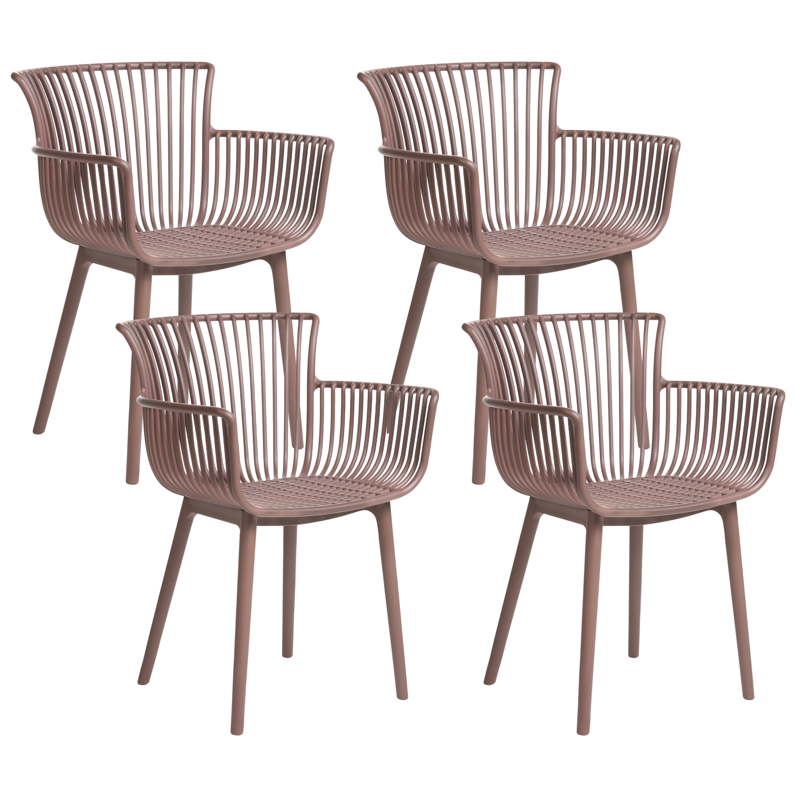 Set of 4 PESARO garden chairs Brown [2]