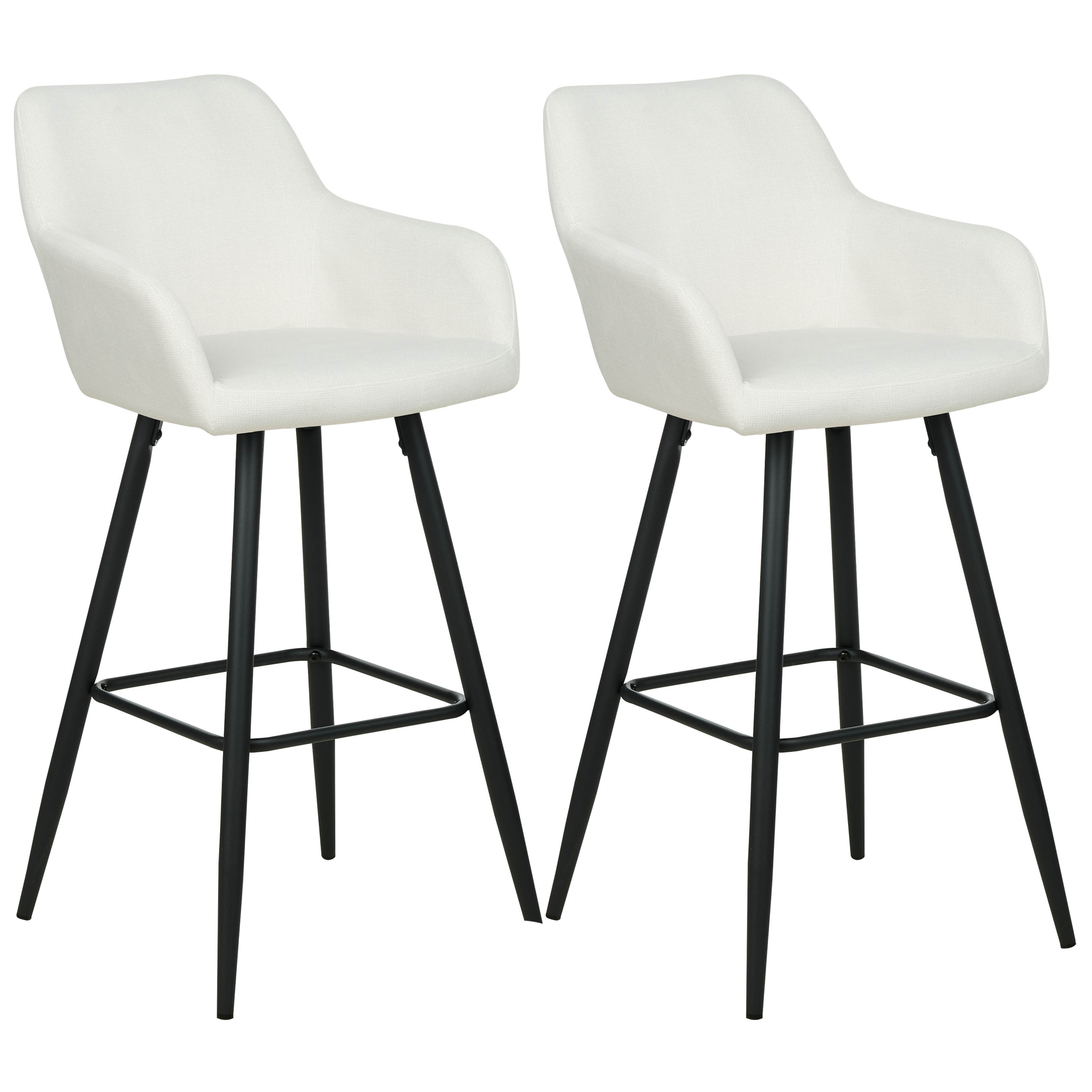 Set of 2 bar chairs CASMALIA Off-white Velvet [2]