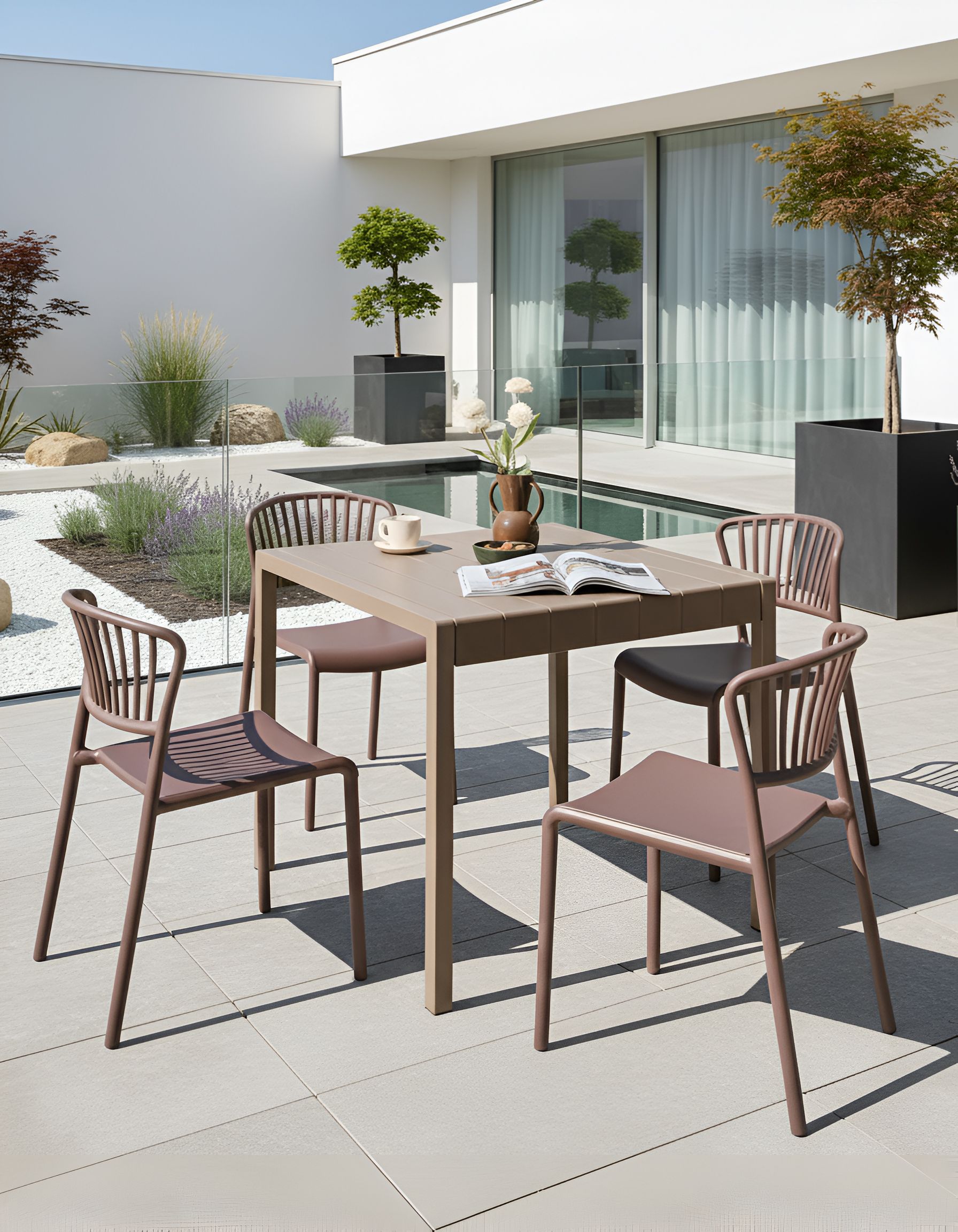 Scaun dining - Set de 4 scaune de grădină GELA Maro