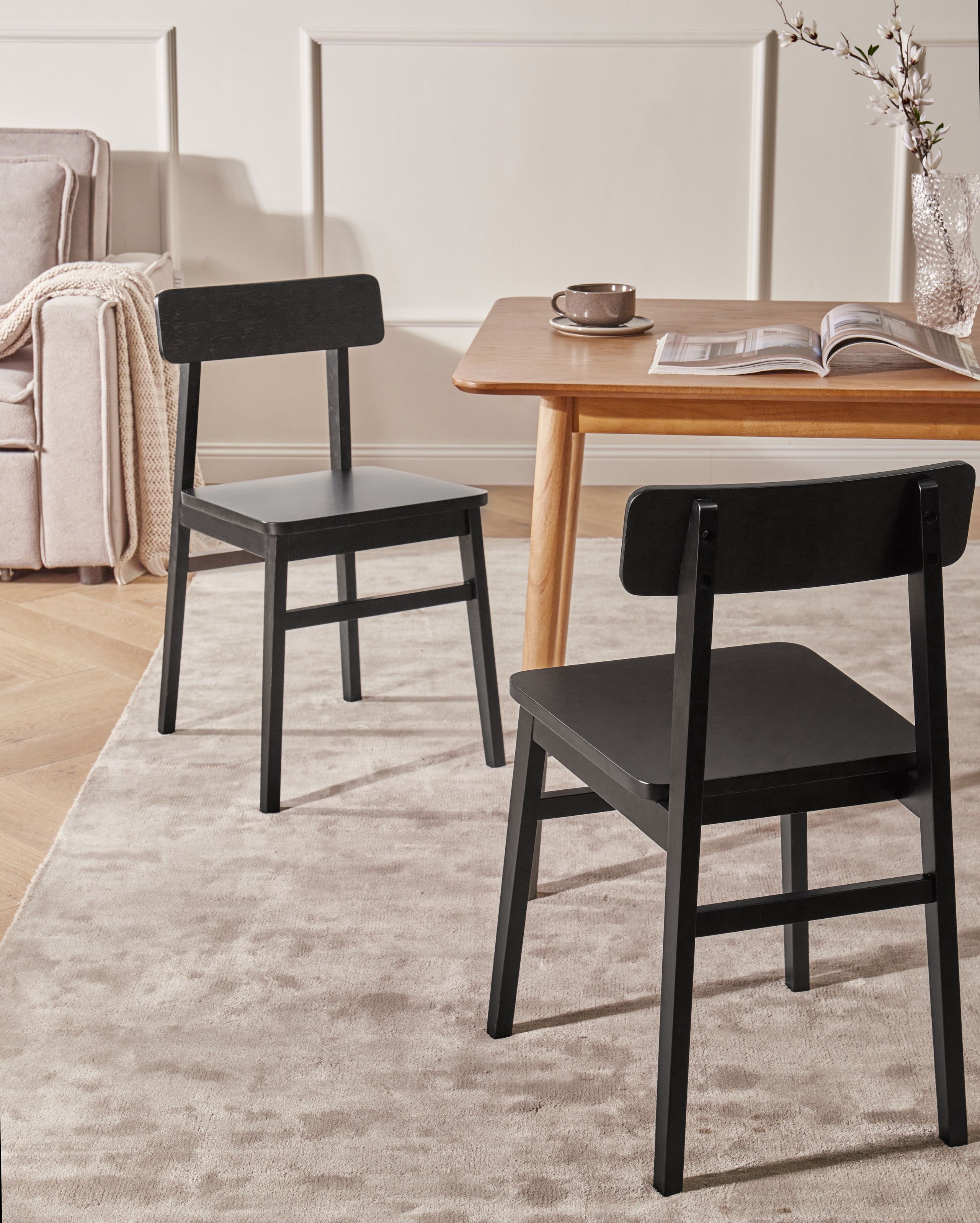 Scaun dining - Set de 2 scaune dining GORRE Lemn Negru