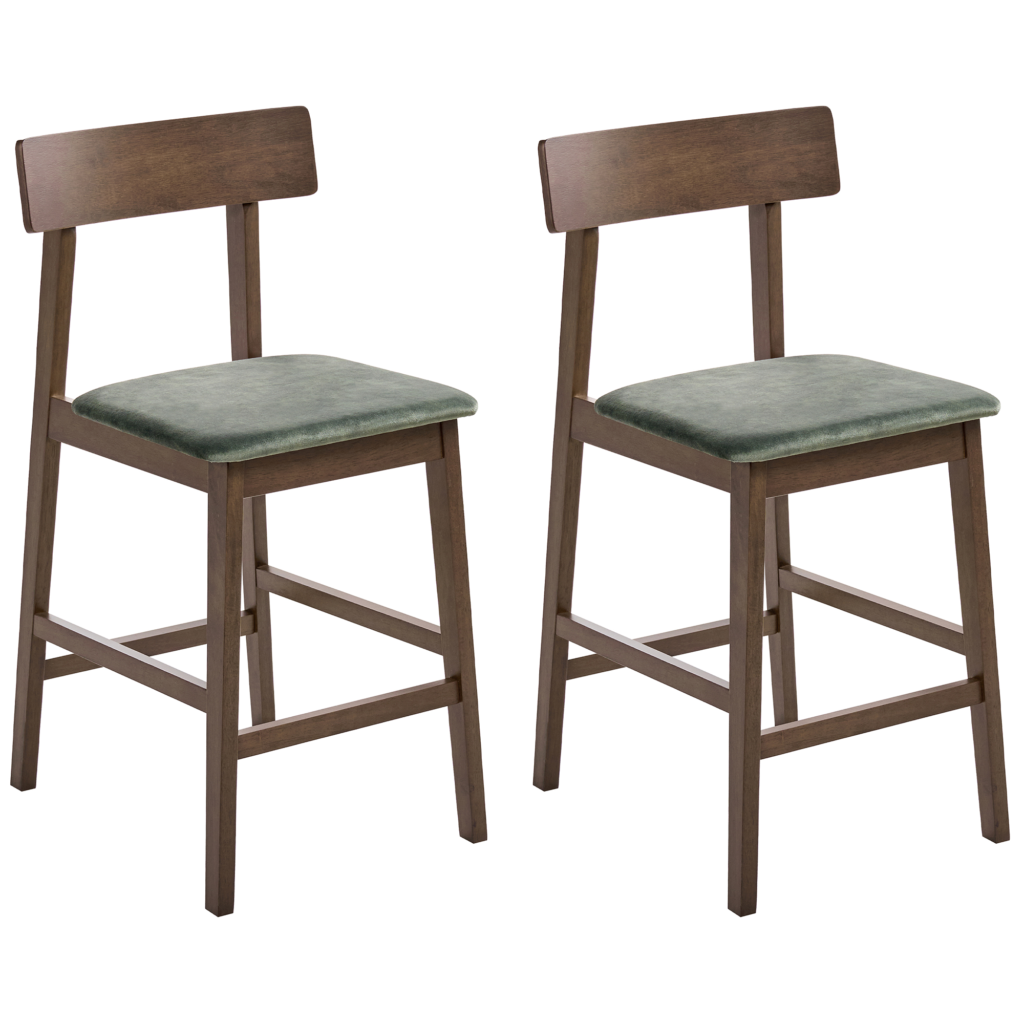 Set of 2 ISANTI Bar Stools Wood Dark Brown/Green [2]