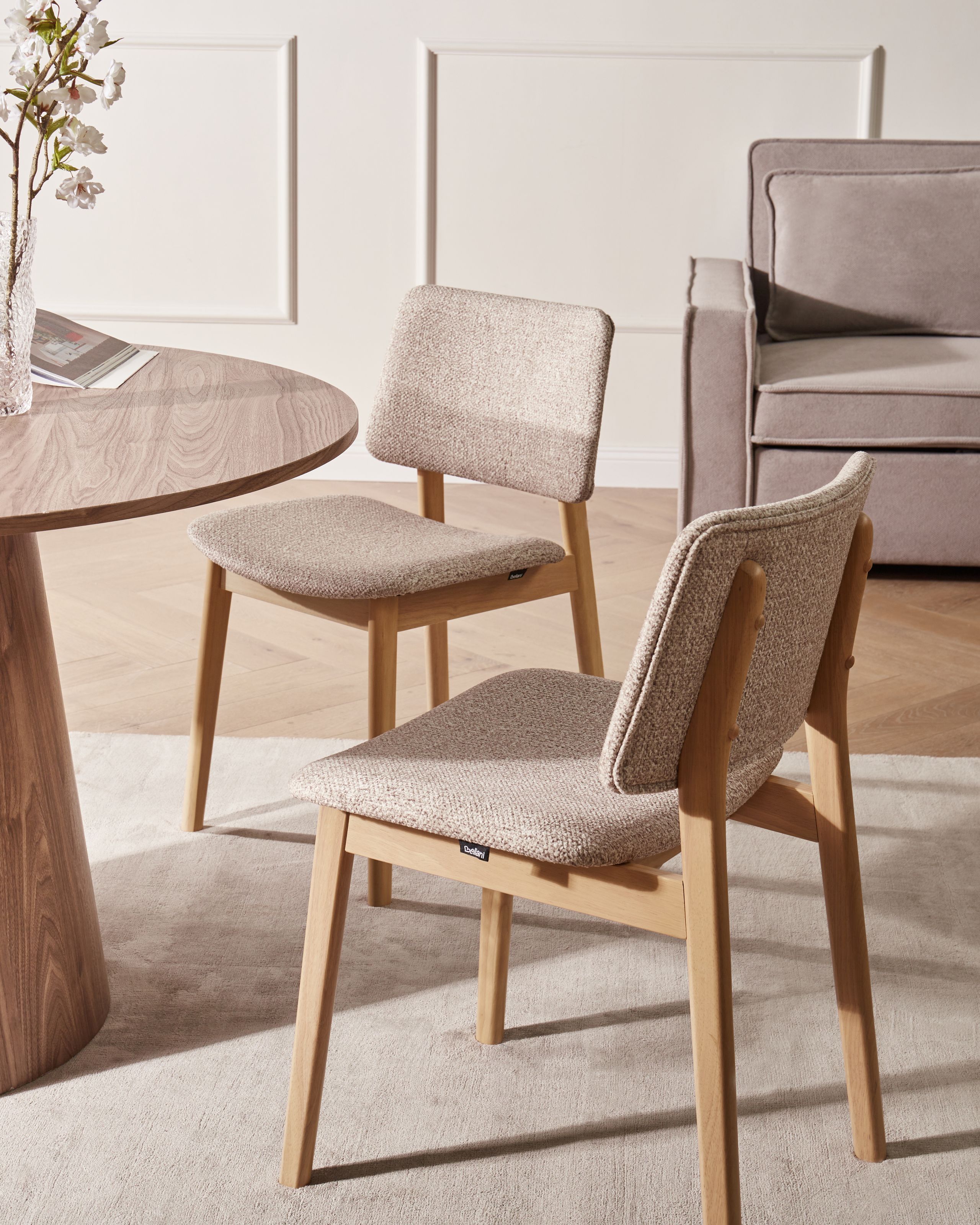 Scaun dining - Set de 2 scaune dining BLANE Boucle Maro deschis/Taupe