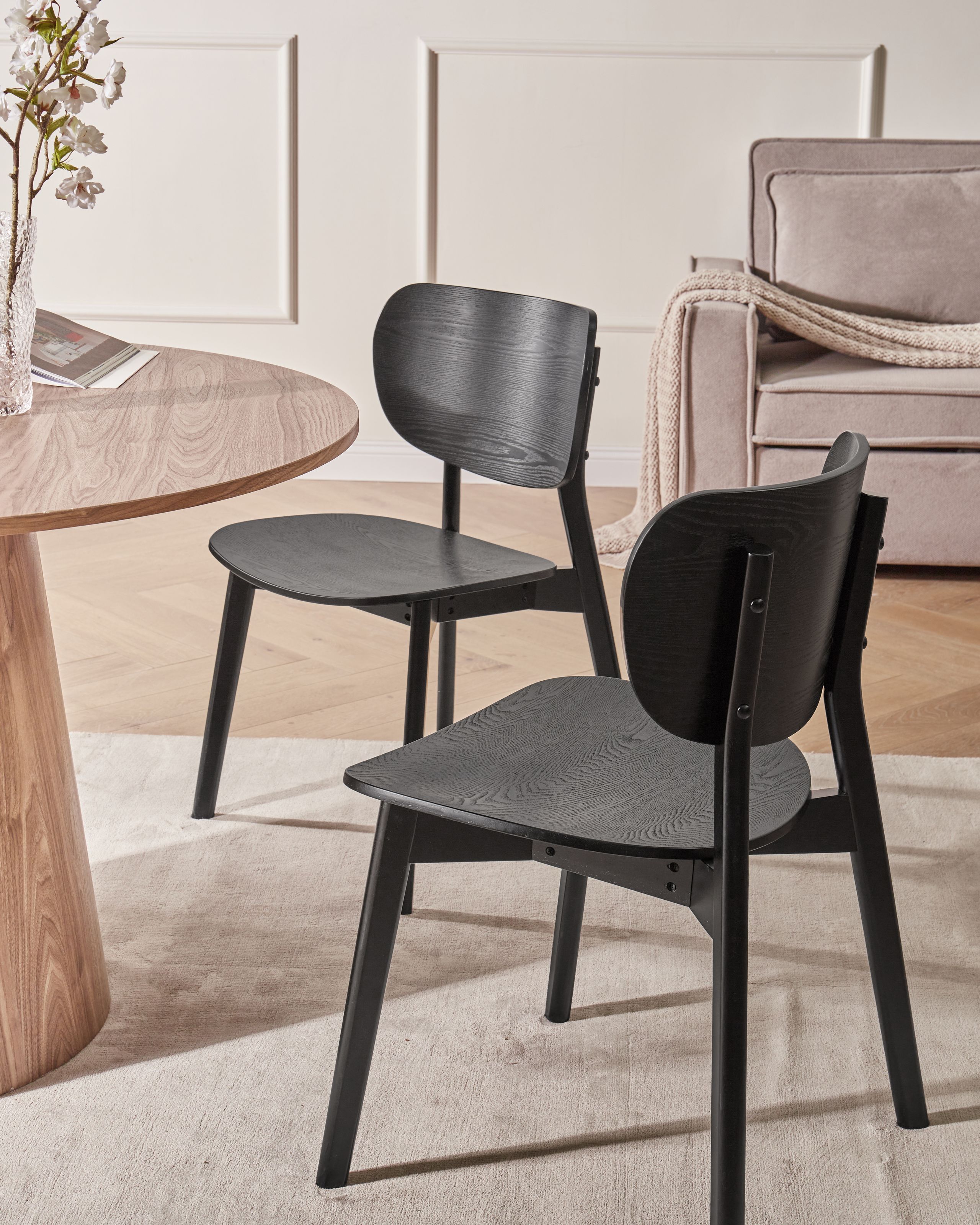 Scaun dining - Set of 2 OVERLY dining chairs Black wood