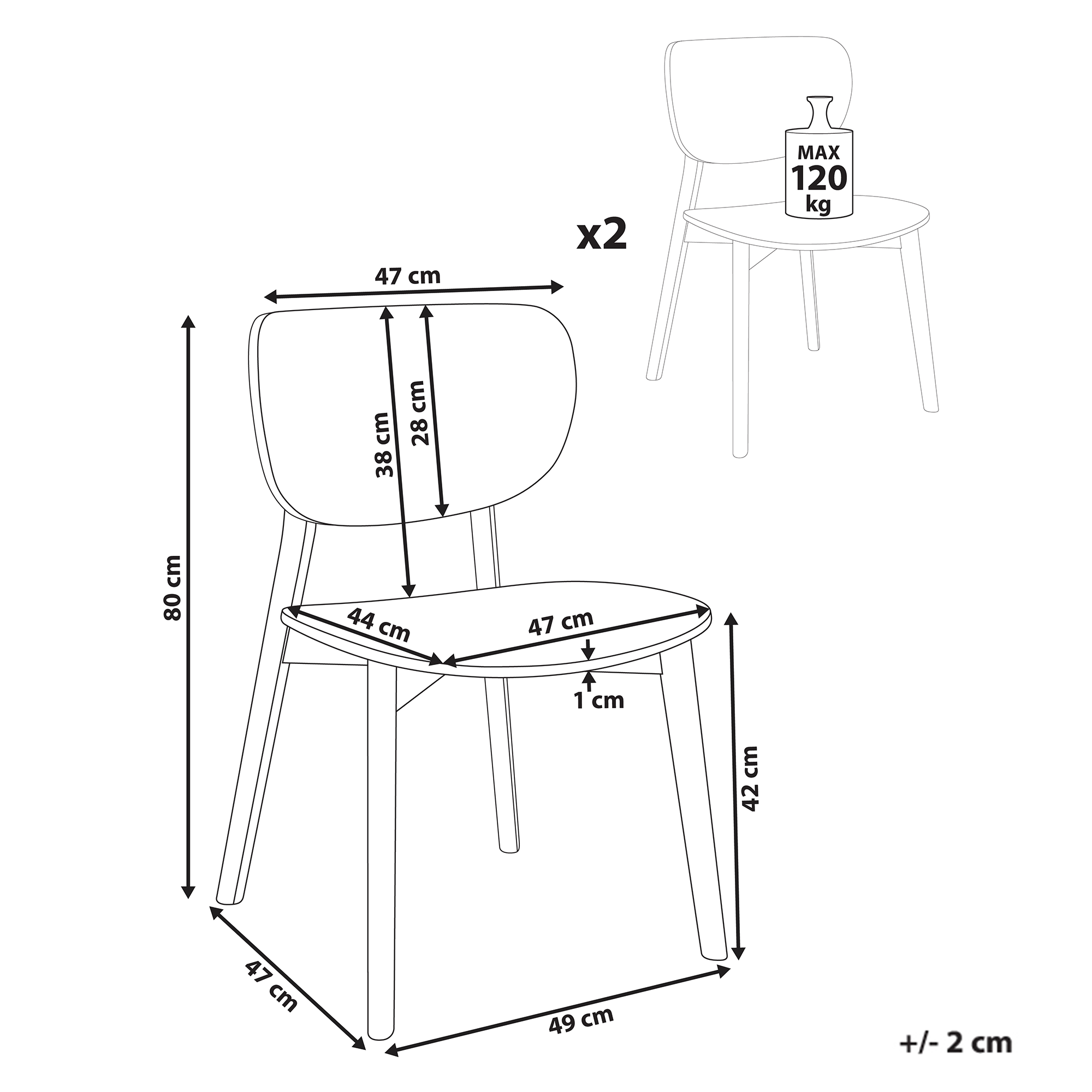 Set de 2 scaune dining OVERLY Lemn Maro închis [3]