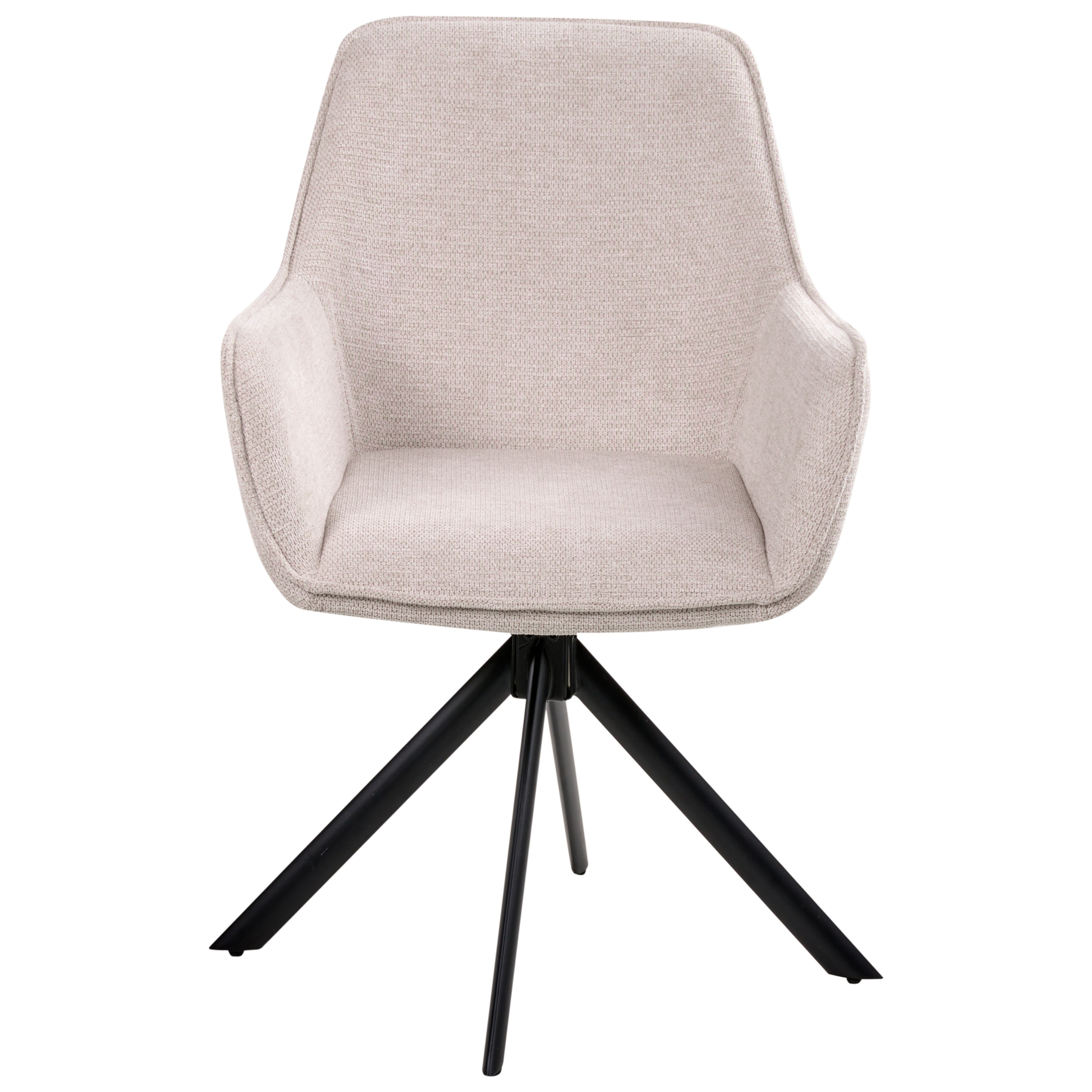 Dining chair MORNAS Swivel Synthetic linen Light beige [4]