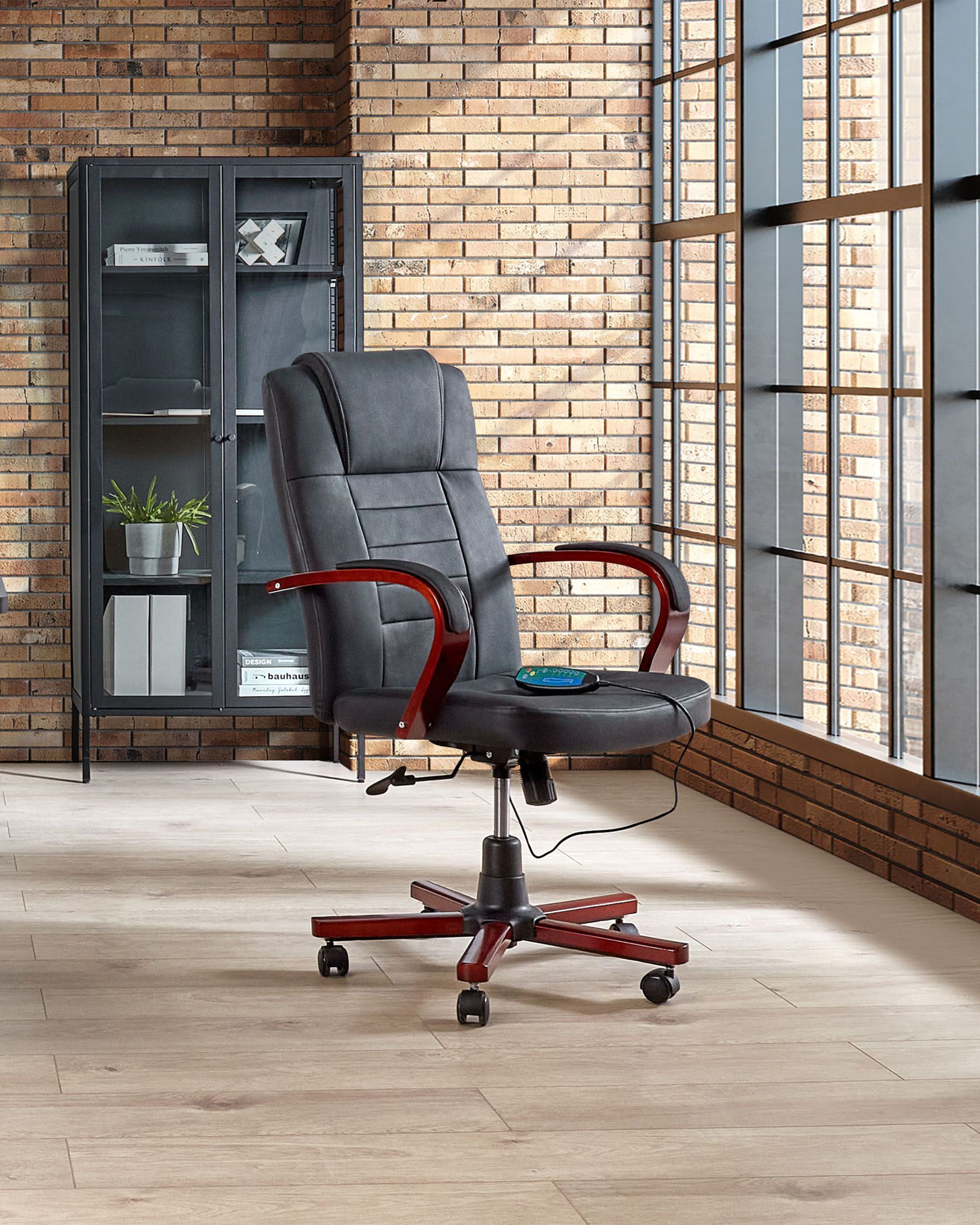 DIAMOND massage armchair with heating function Natural leather Black [1]