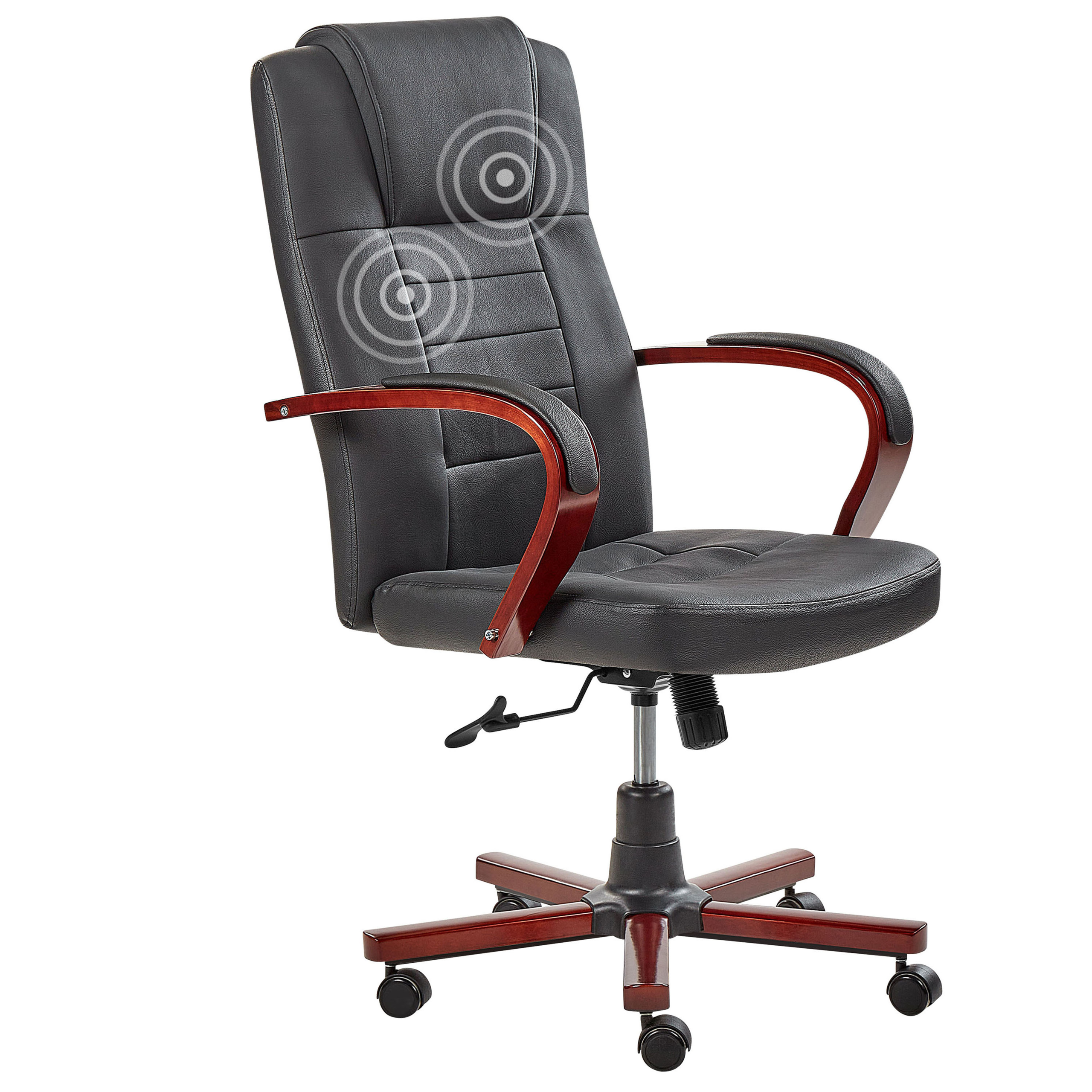 Fotoliu de masaj DIAMOND cu funcție de încălzire Piele naturală Negru [2]