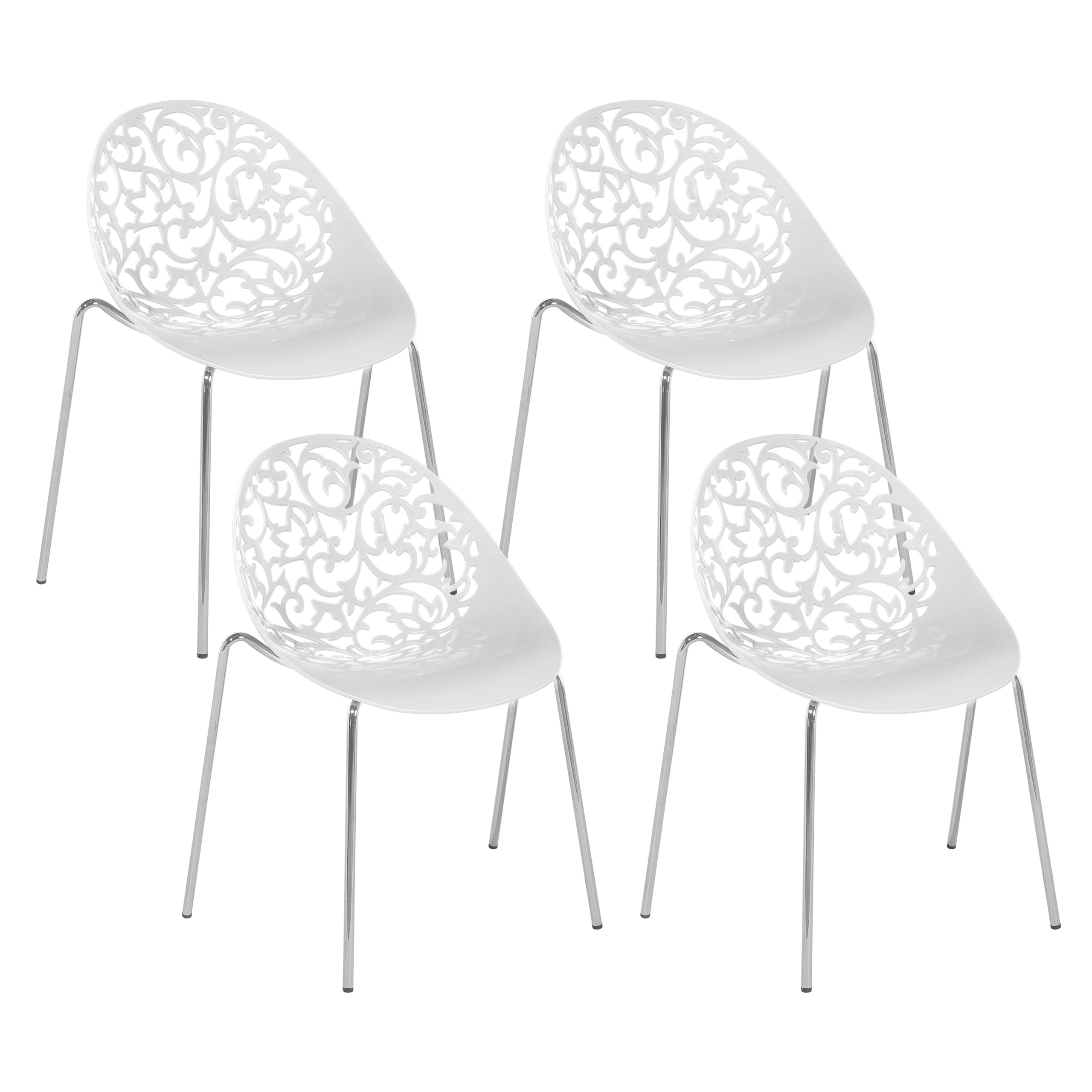 Set of 4 MUMFORD Dining Chairs White [2]