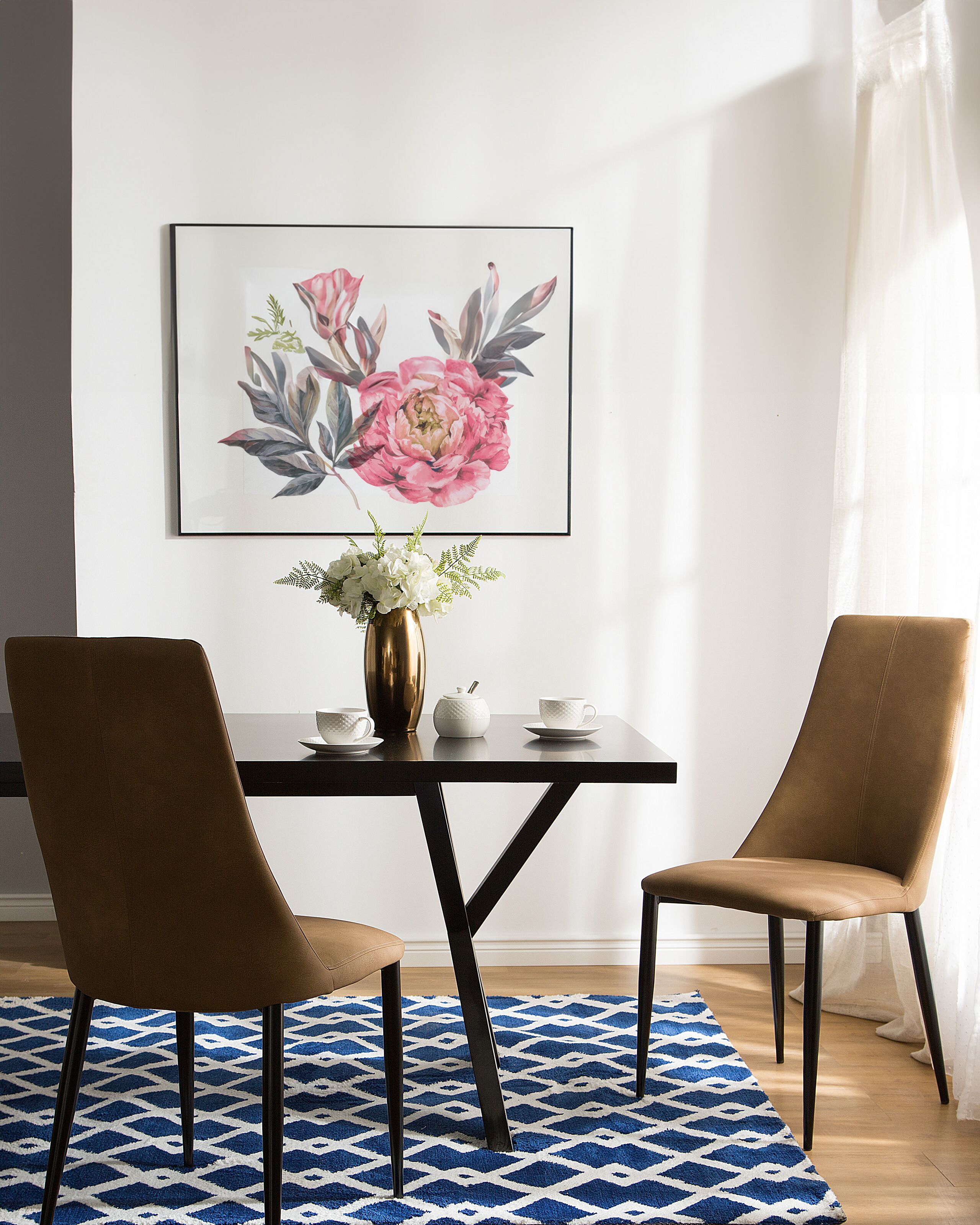 Scaun dining - Set of 2 dining chairs CLAYTON Eco-leather Golden brown