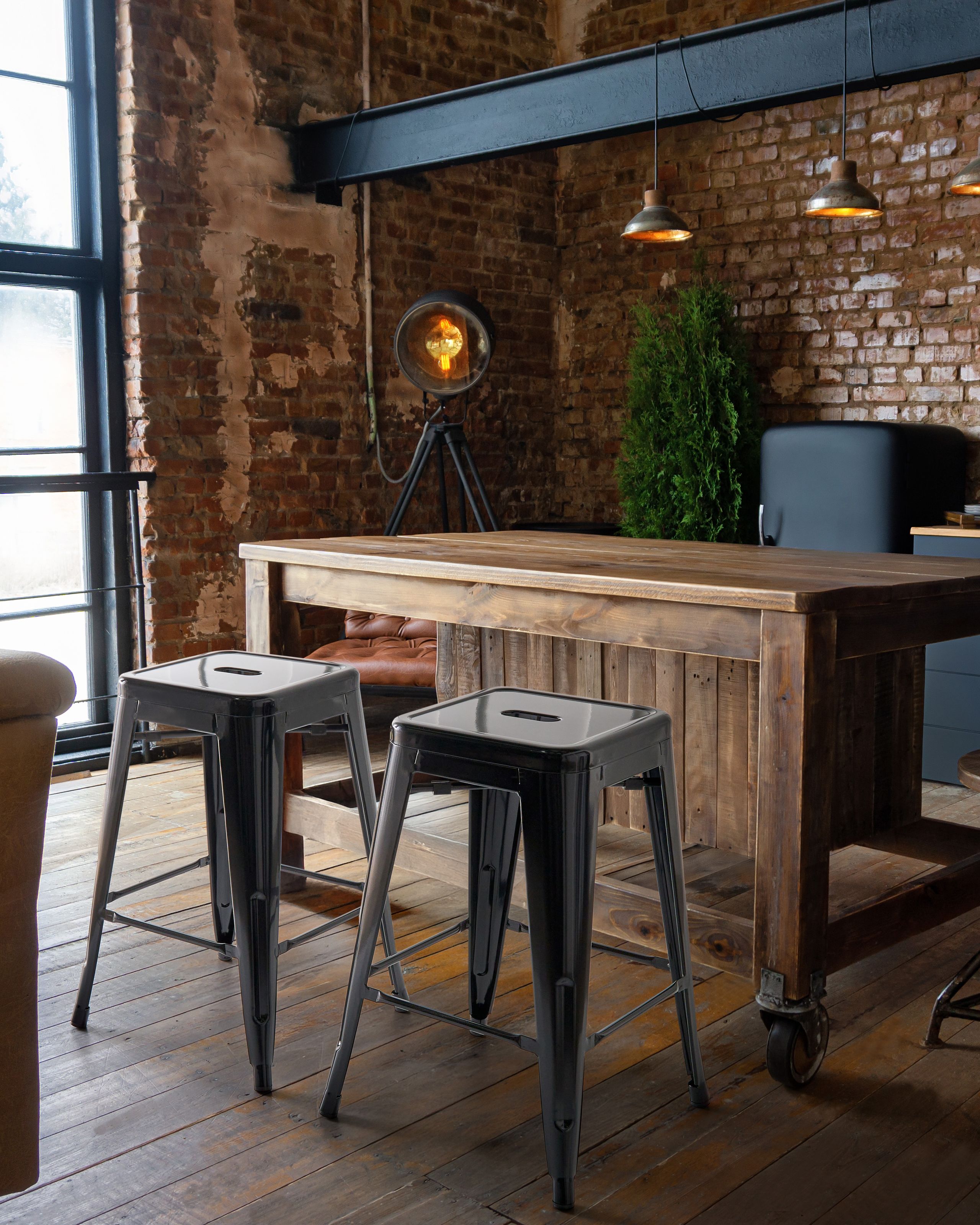 Set de 2 scaune de bar CABRILLO Metal Negru [1]