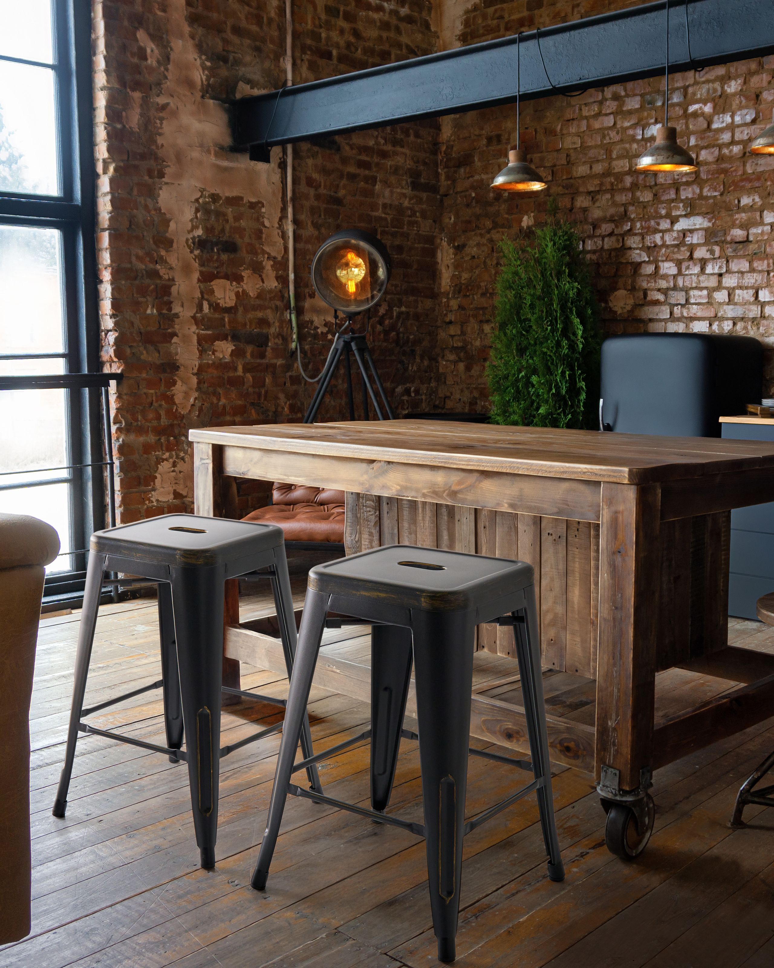 Scaun de bar - Set of 2 CABRILLO bar stools Black metal