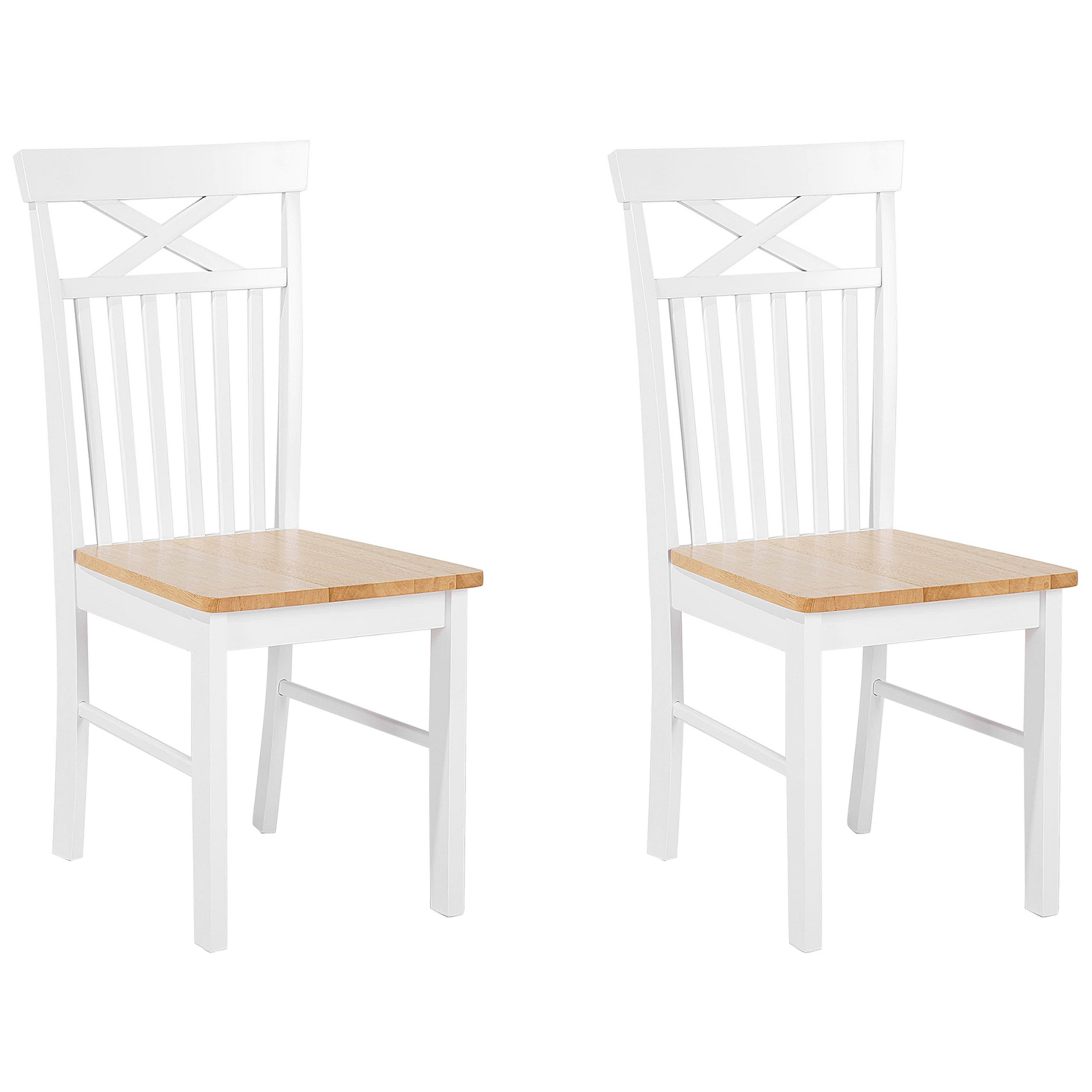 Set of 2 dining chairs HOUSTON Wood White [2]