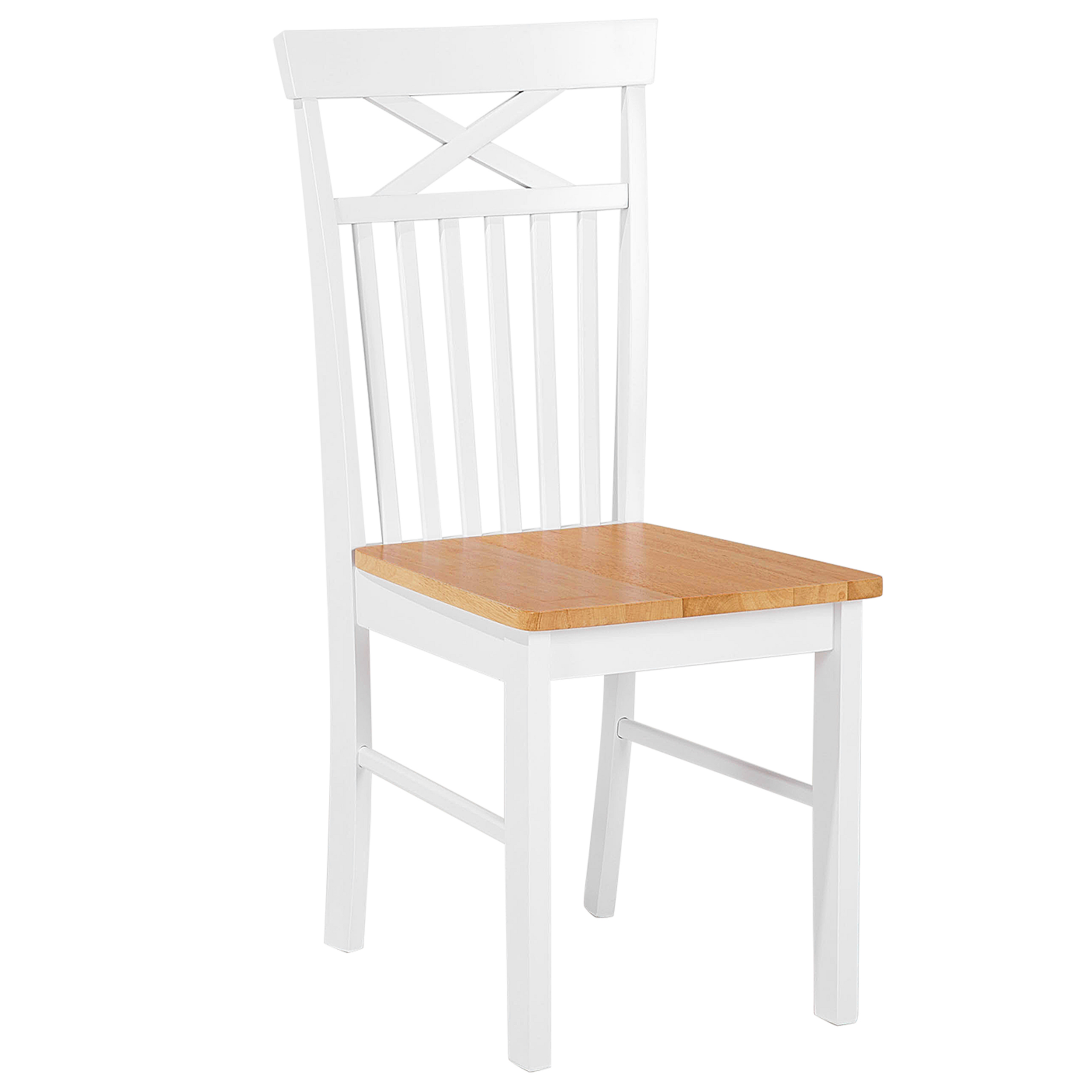 Set of 2 dining chairs HOUSTON Wood White [4]