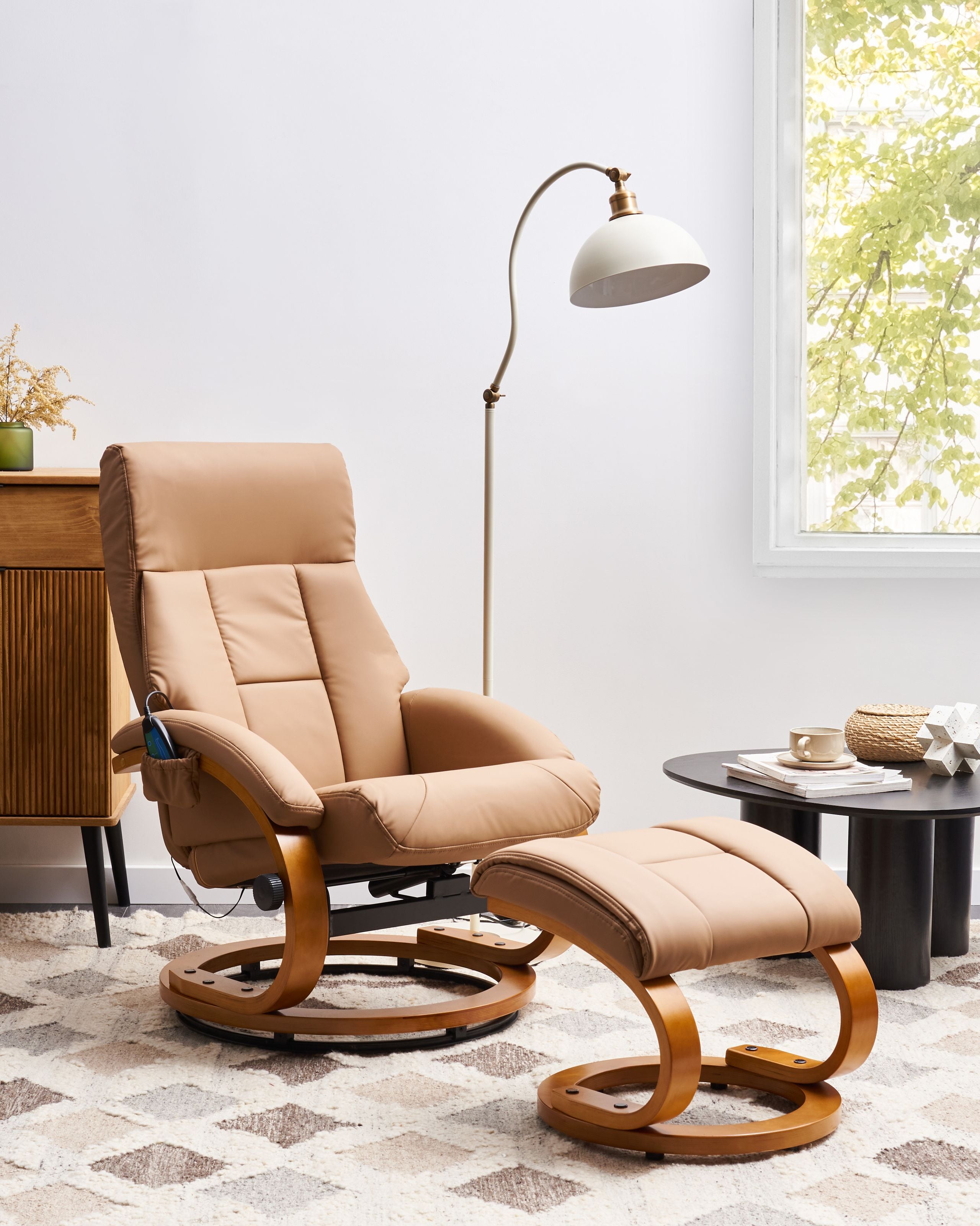 Massage armchair FORCE with footstool Eco-leather Sand [1]