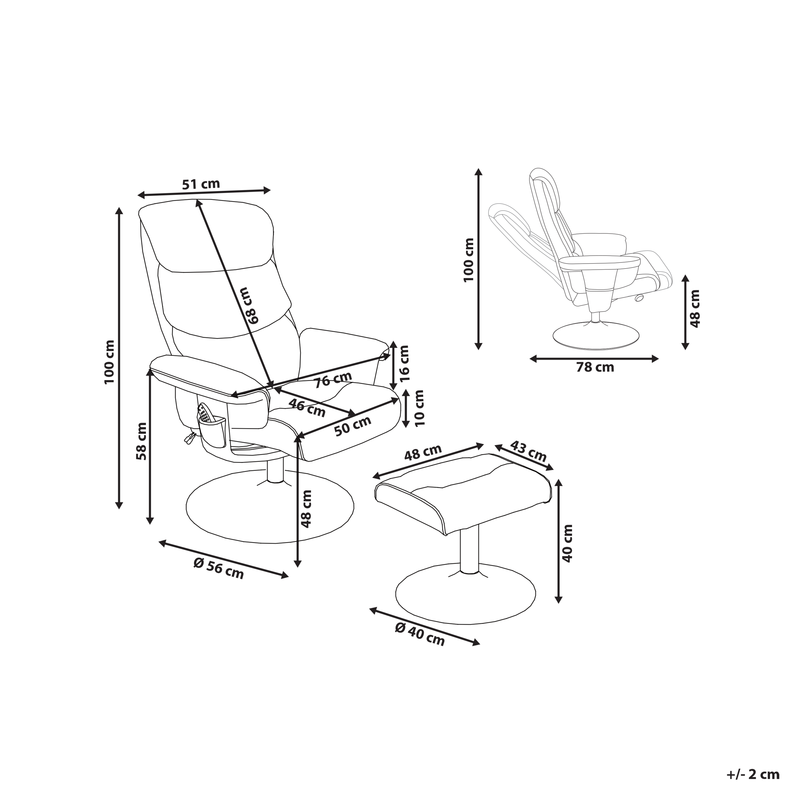 Fotoliu de masaj LEGEND cu taburet Piele ecologică Gri [3]