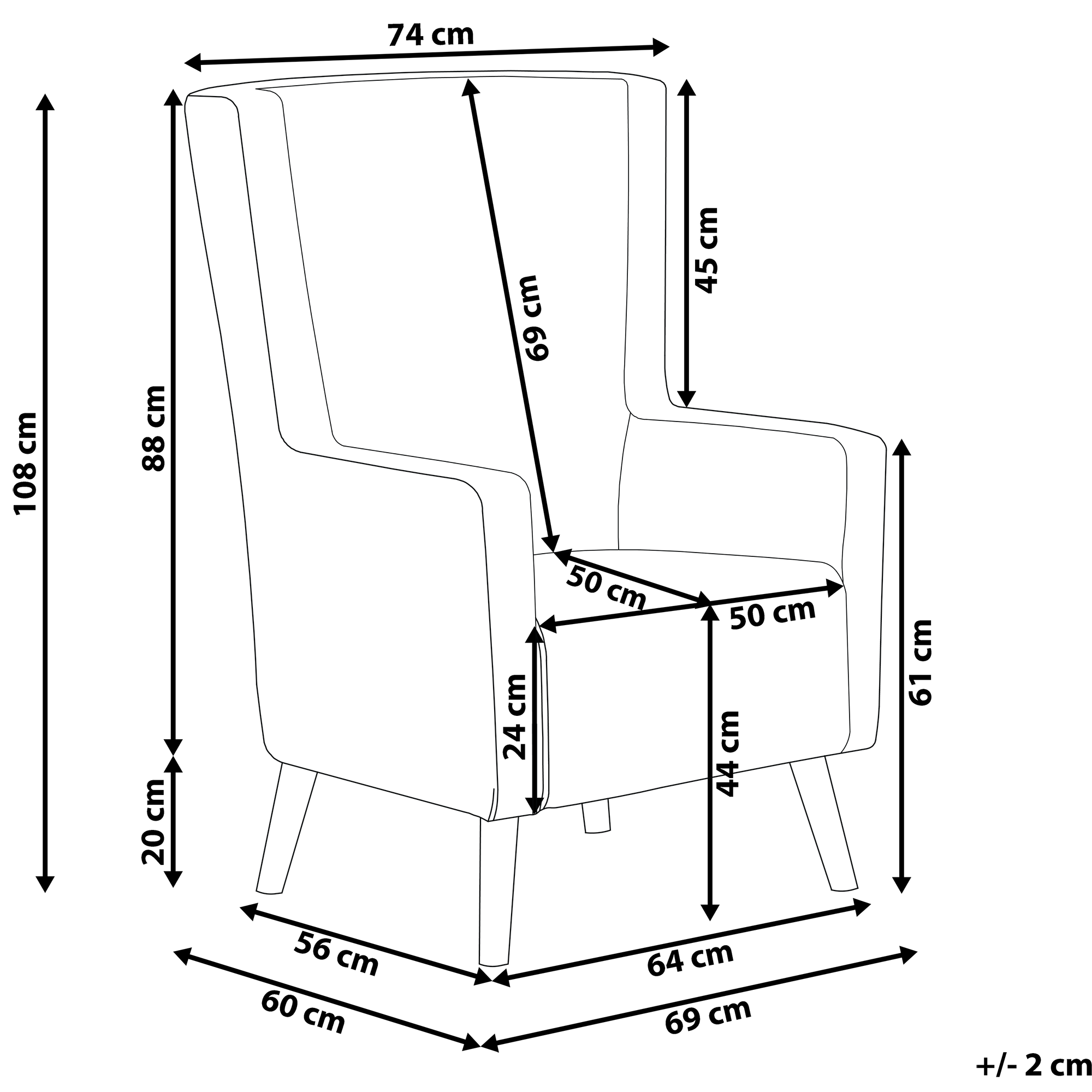 Fotoliu cu spătar înalt ONEIDA Catifea Galben [3]