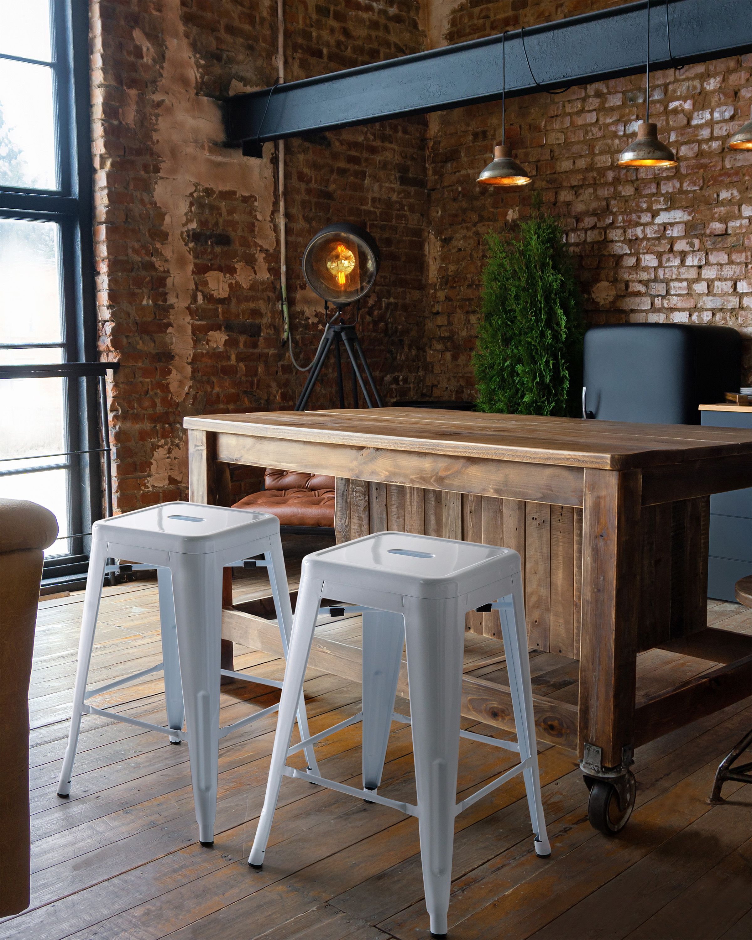 Set de 2 scaune de bar CABRILLO Metal Alb [1]