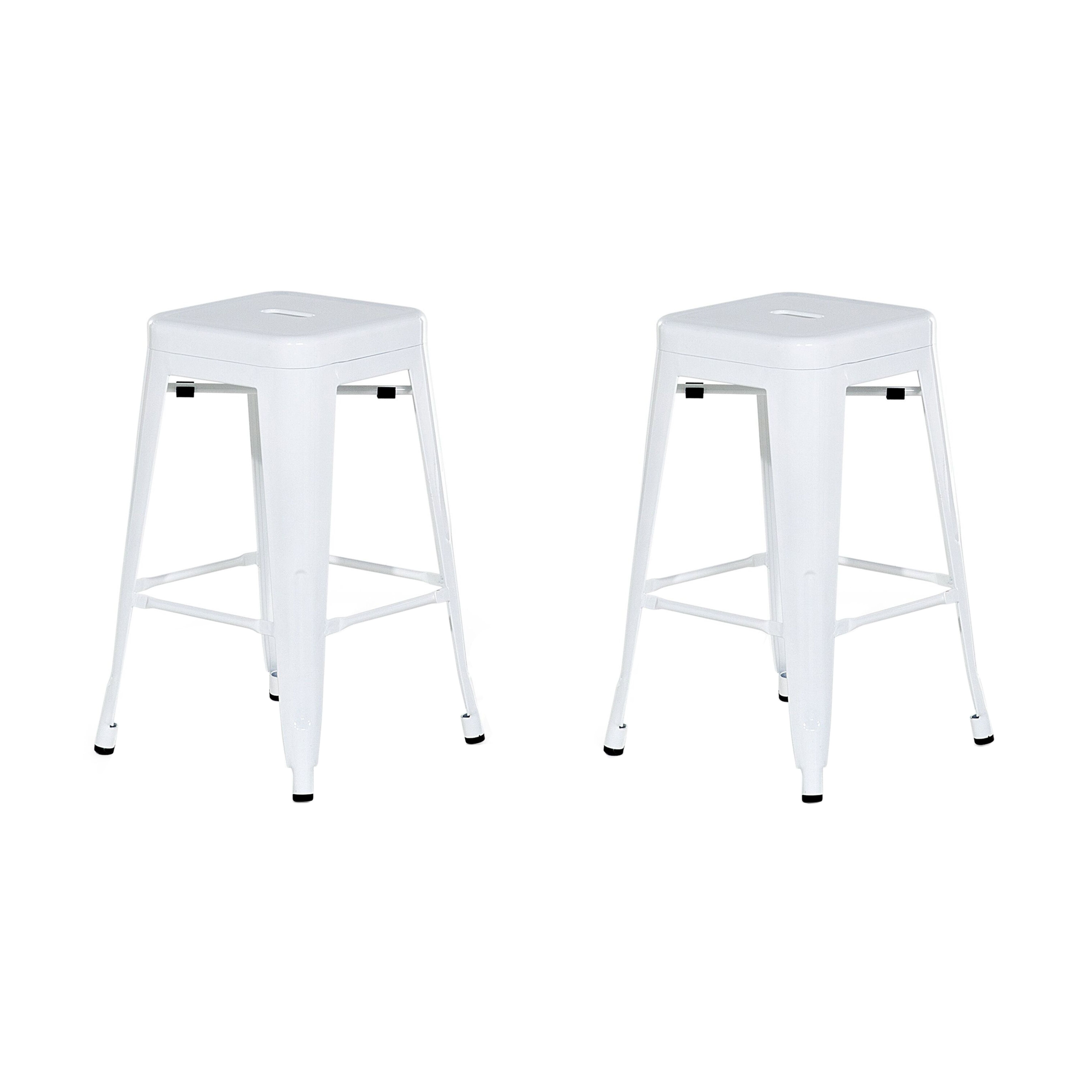 Set of 2 bar stools CABRILLO Metal White [2]