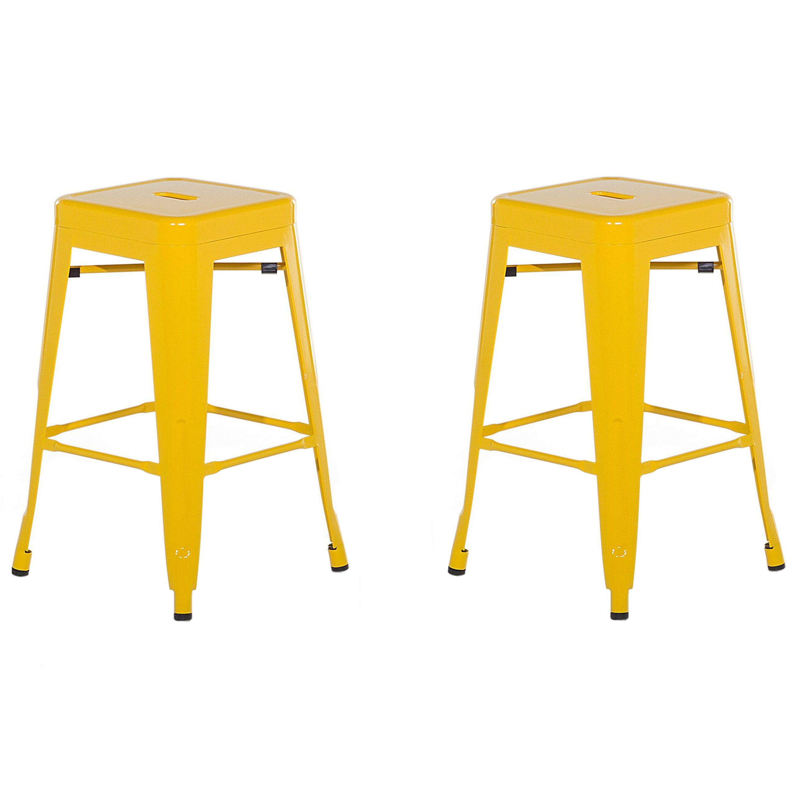 Set of 2 bar stools CABRILLO Metal Yellow [2]