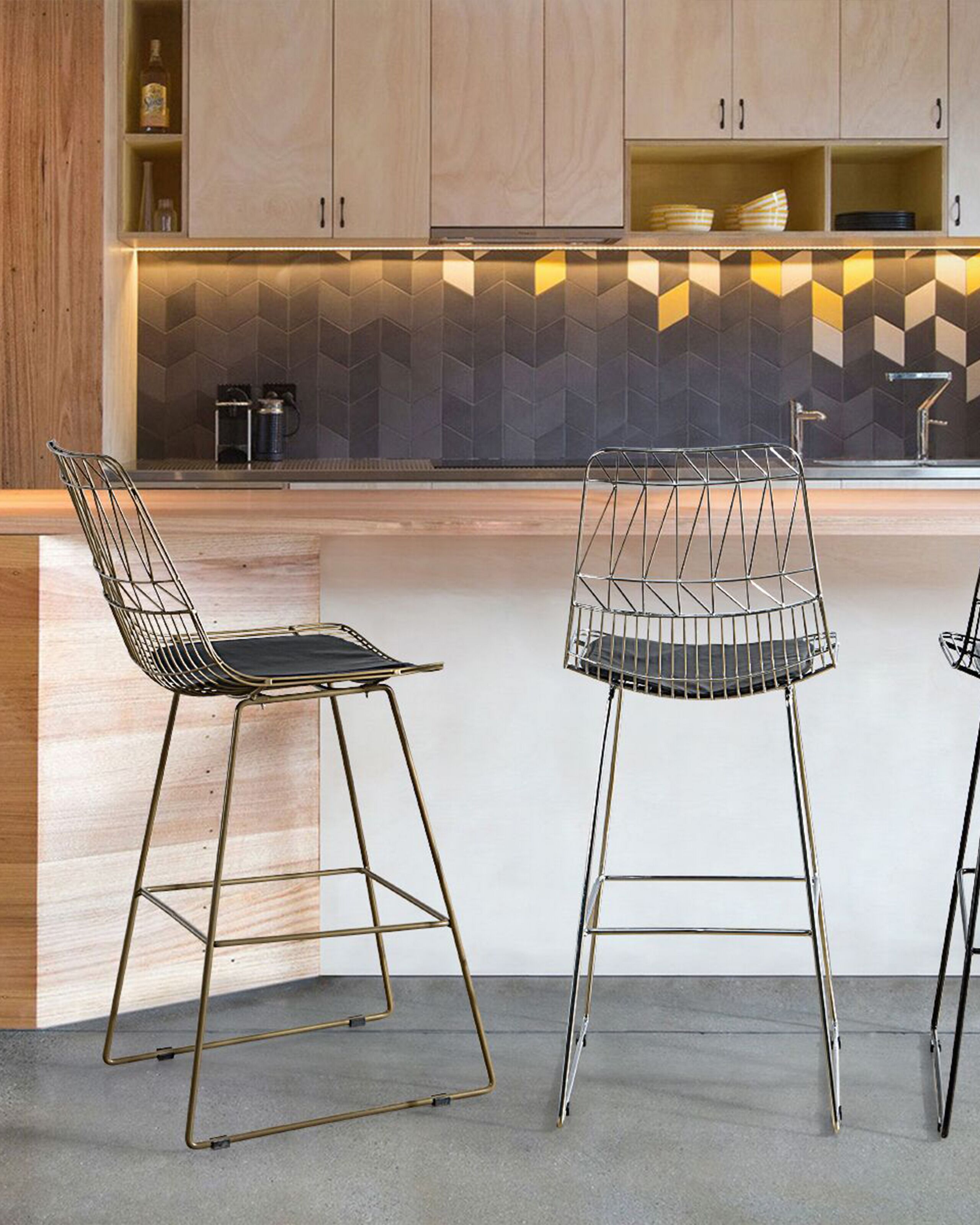 Scaun de bar - Set de 2 scaune de bar PRESTON Metal Argintiu