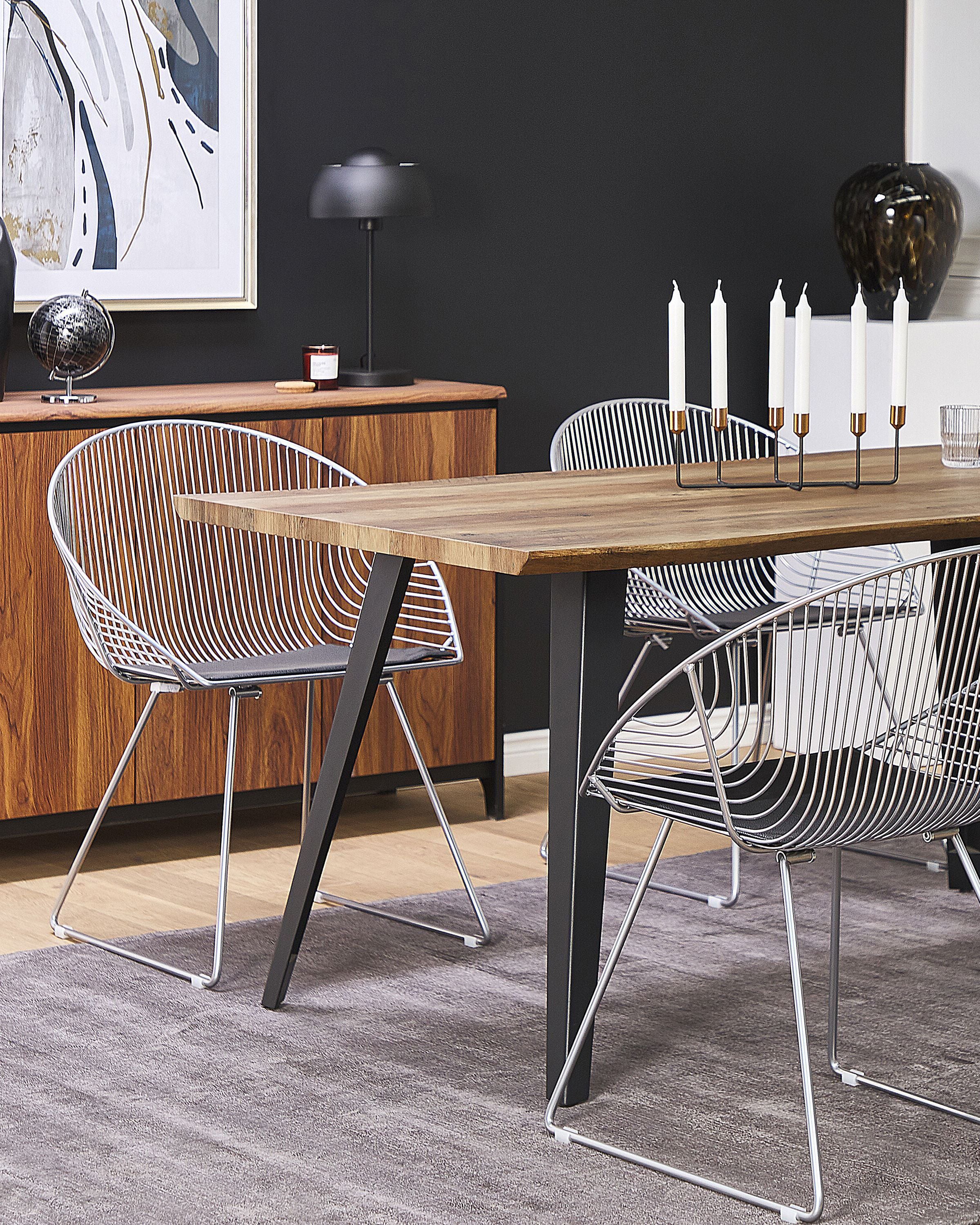 Scaun dining - Set de 2 scaune dining AURORA Metal Argintiu