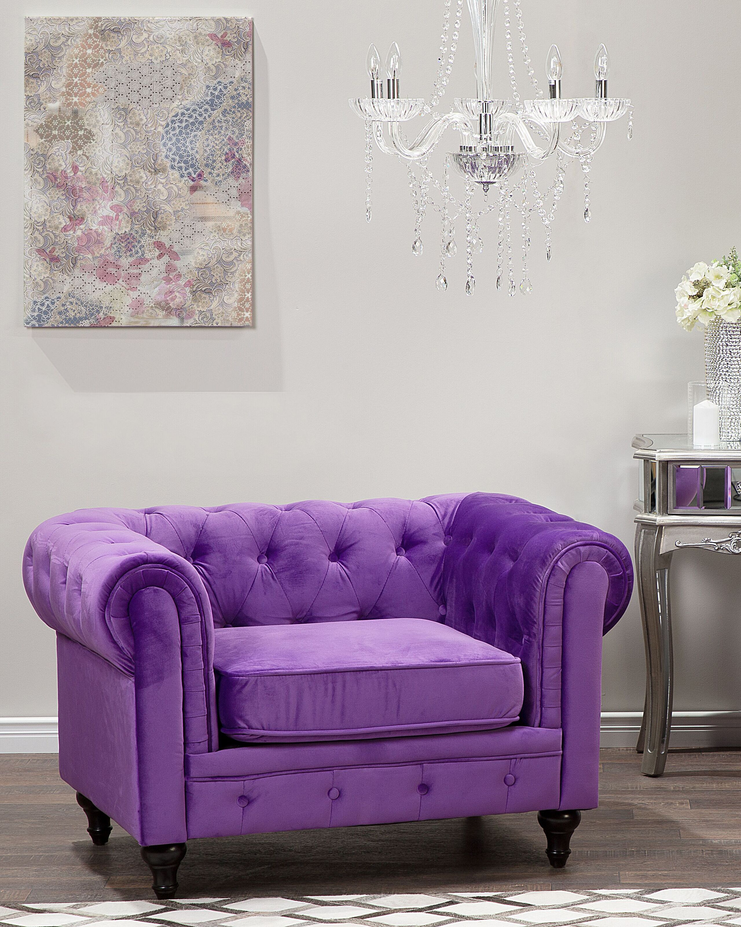 Fotoliu - CHESTERFIELD armchair Purple velvet