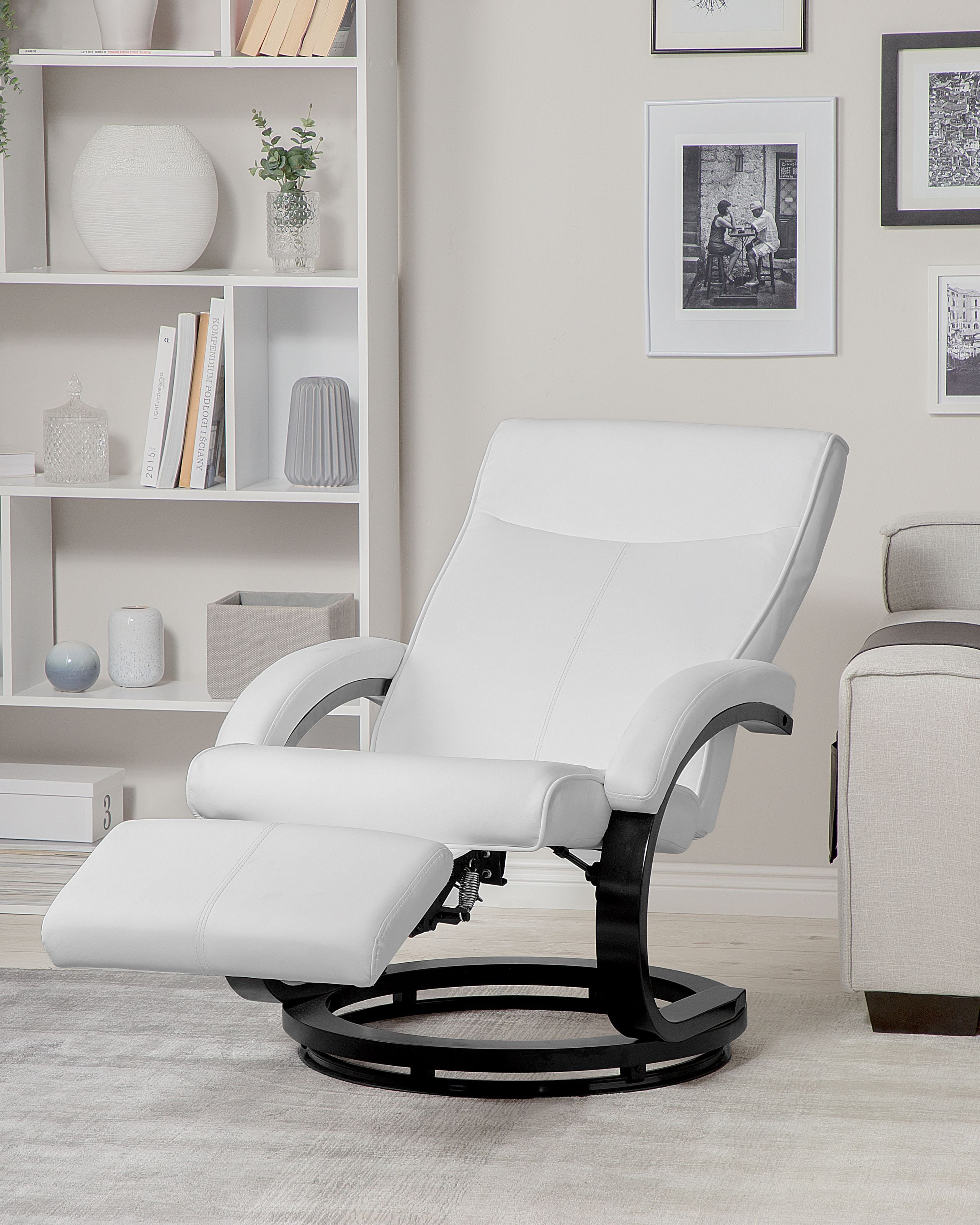 Armchairs - Armchair with recliner MIGHT Retractable footrest Eco-leather White