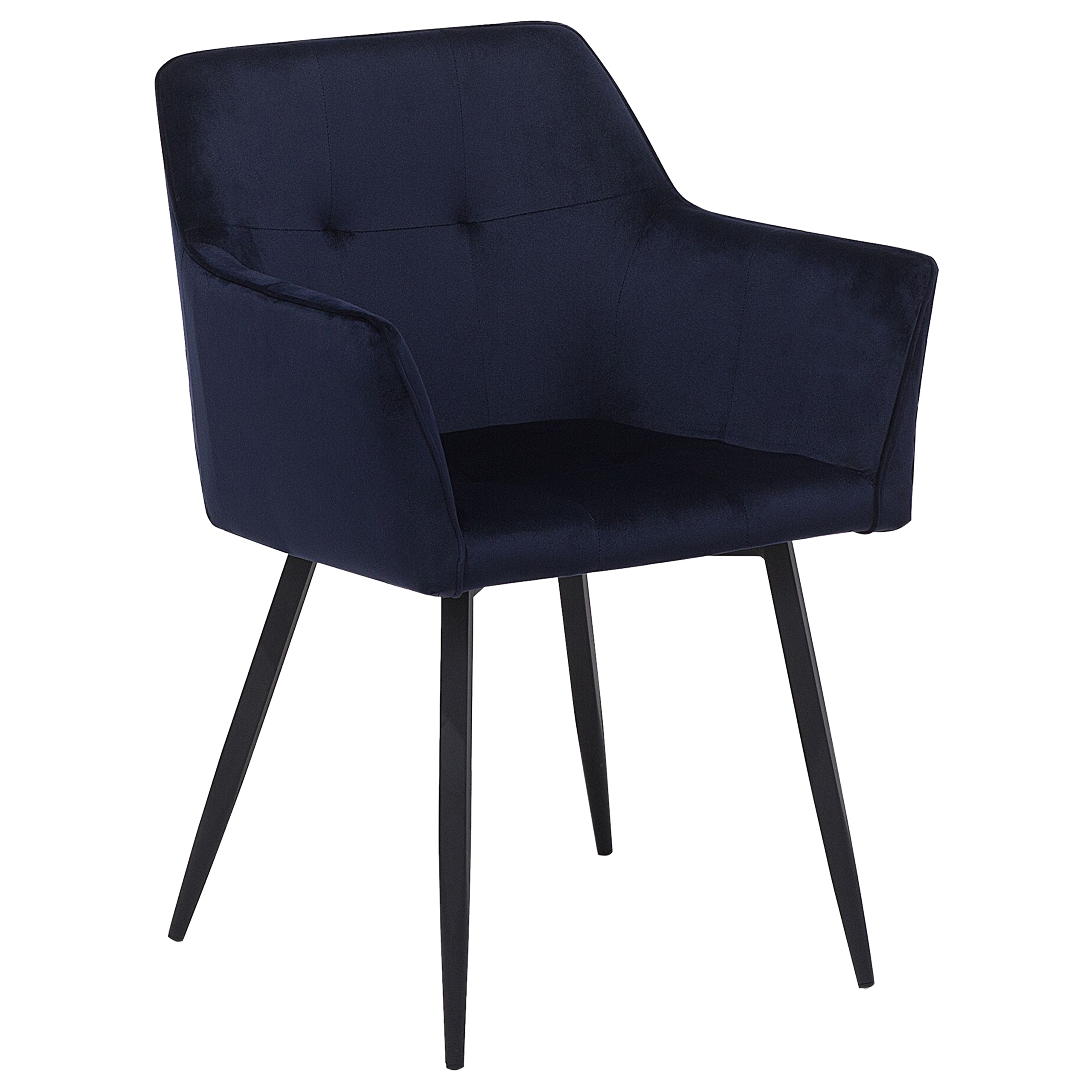 Set of 2 Dining Chairs JASMIN Velvet Dark Blue [5]