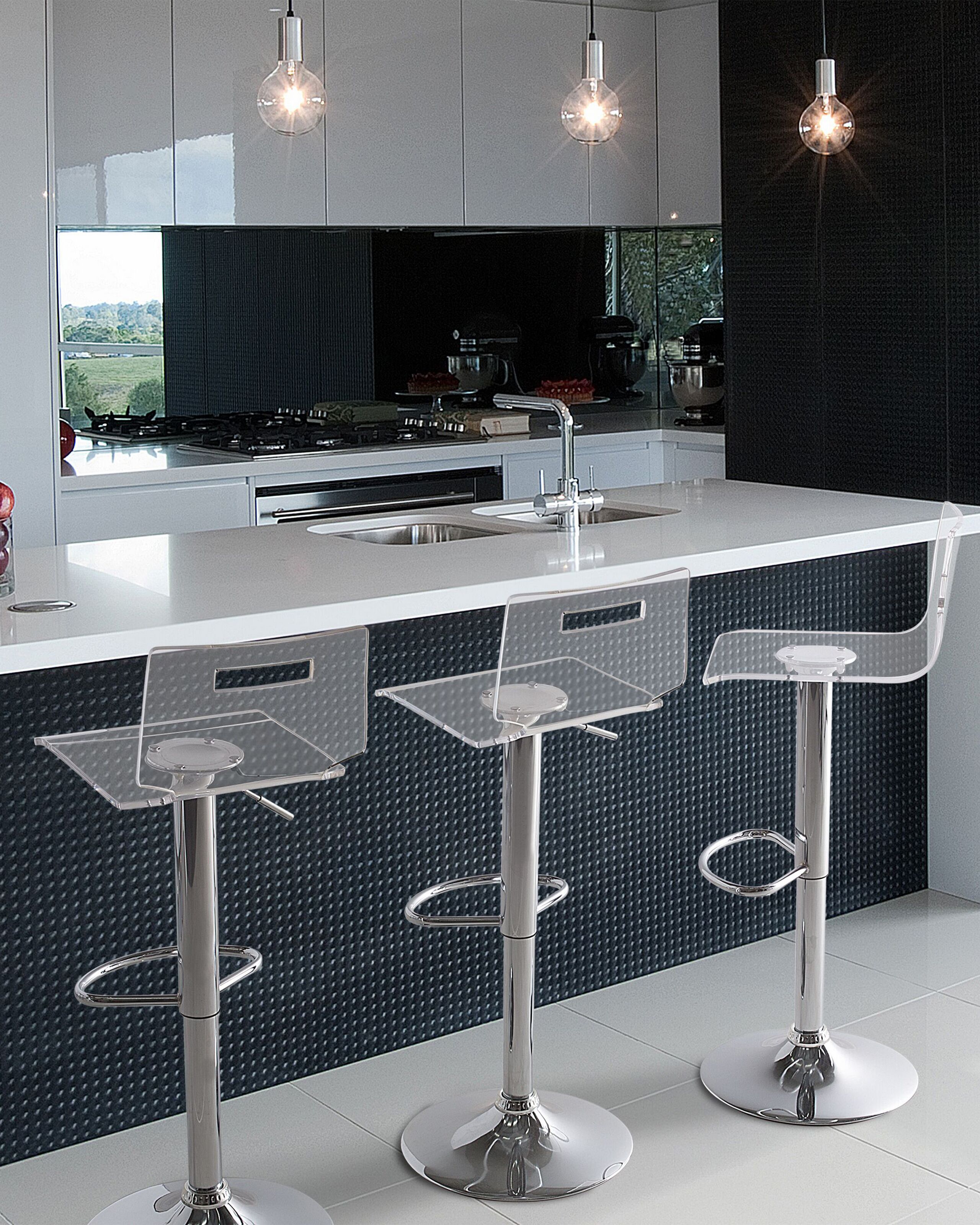 Set de 2 scaune de bar MALTA Pivotant Transparent [1]