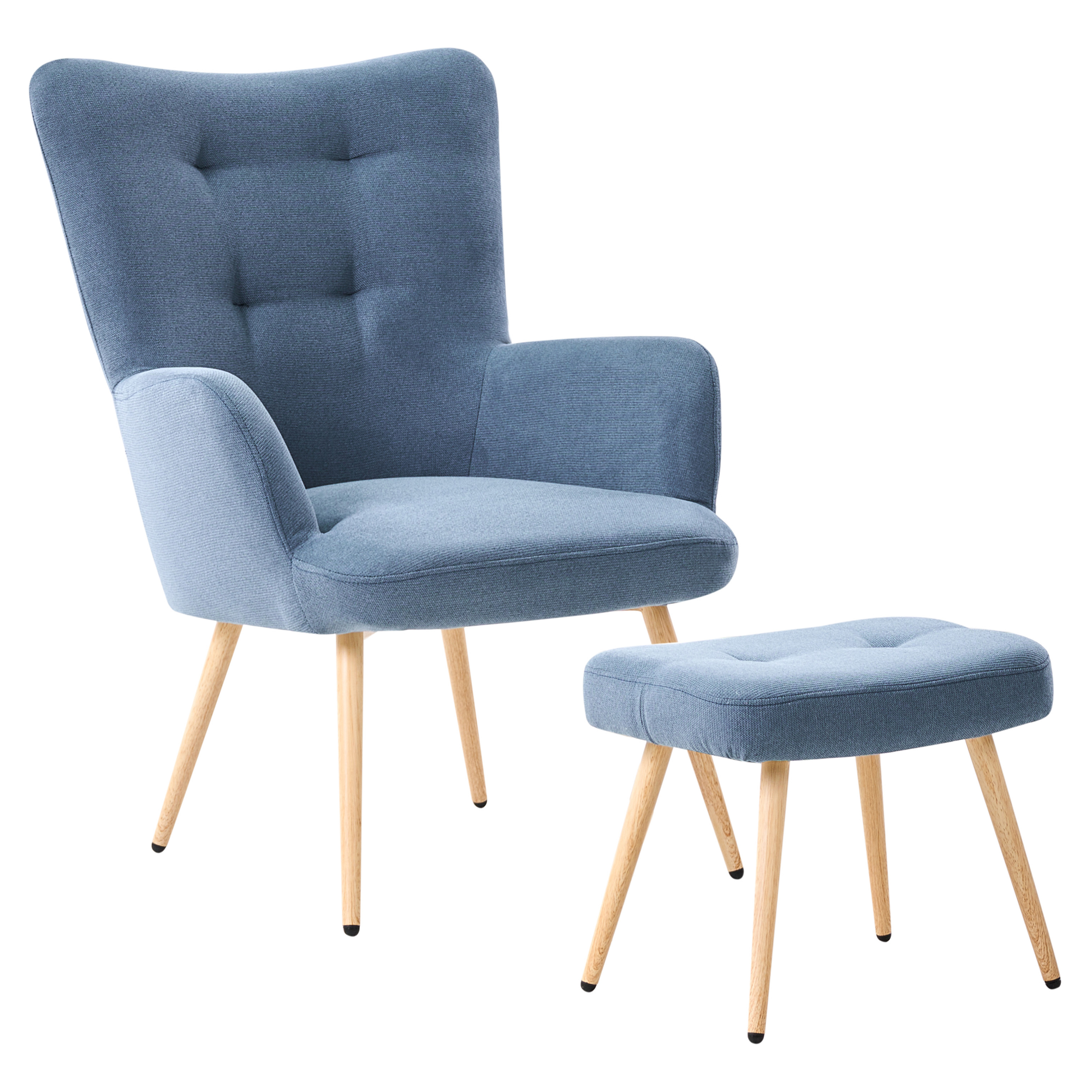 VEJLE high-back armchair with stool Dark blue [2]
