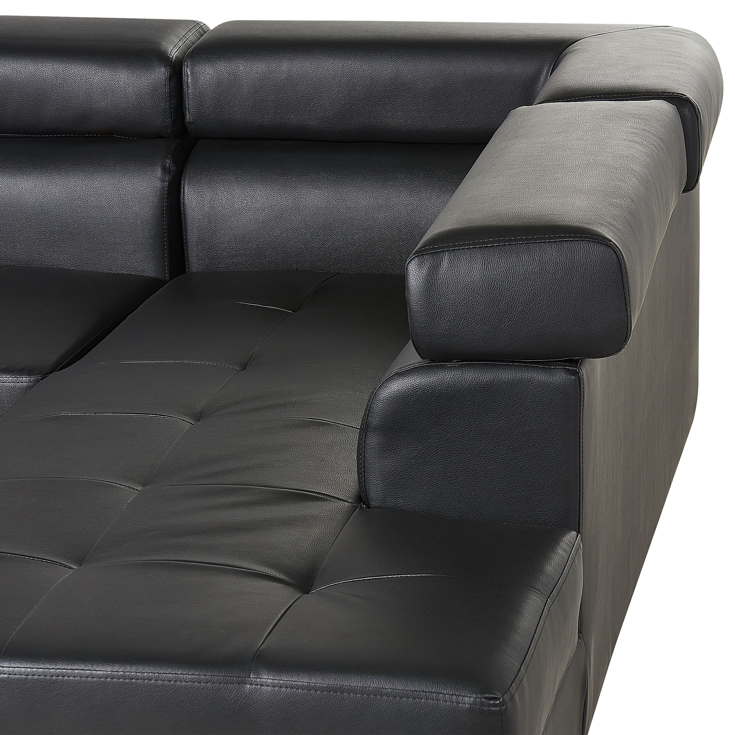 5-seater corner sofa NORREA Black eco-leather Left [6]