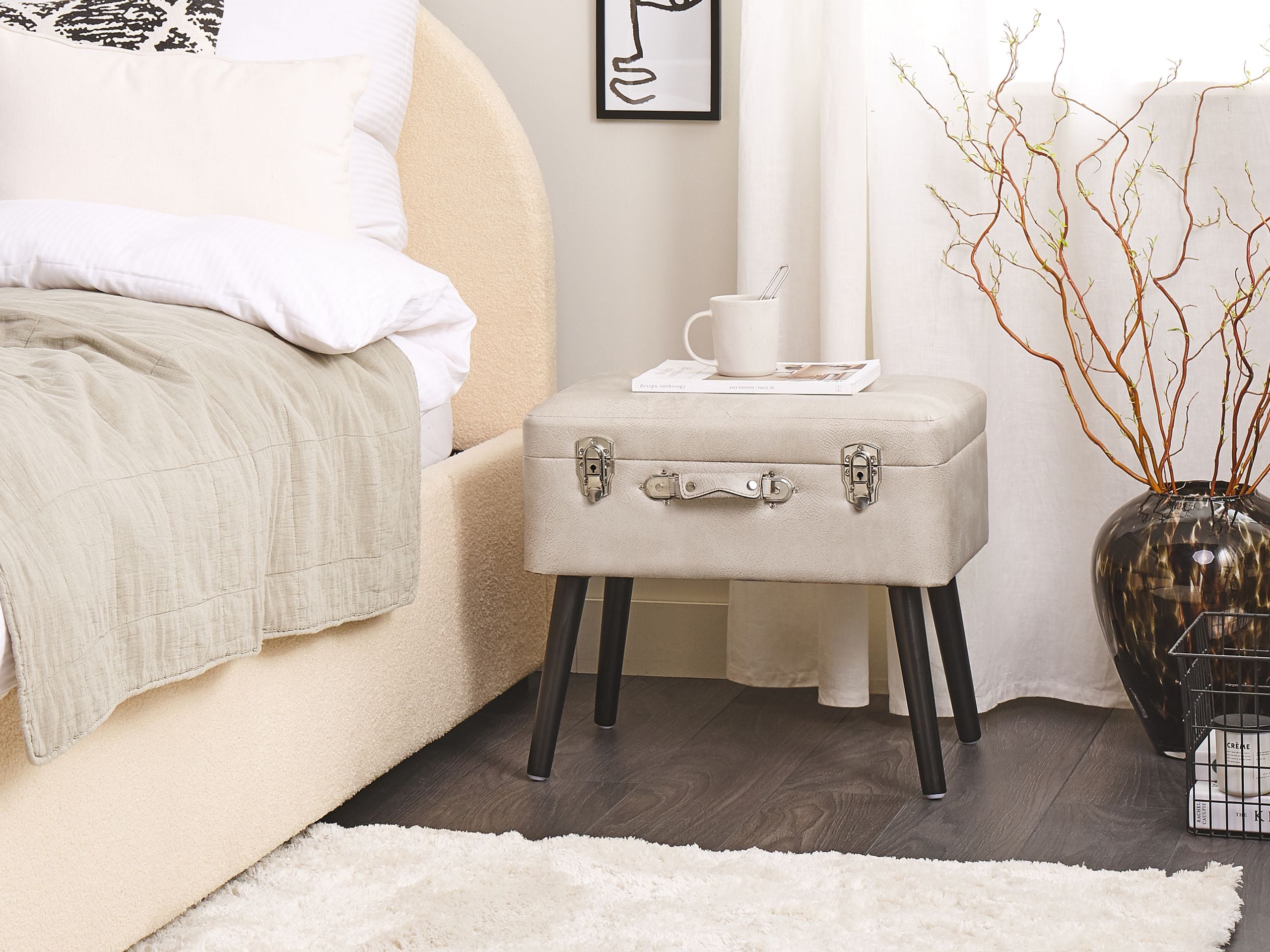 Scaun taburet - Stool with Storage MALLARD Eco Leather Beige