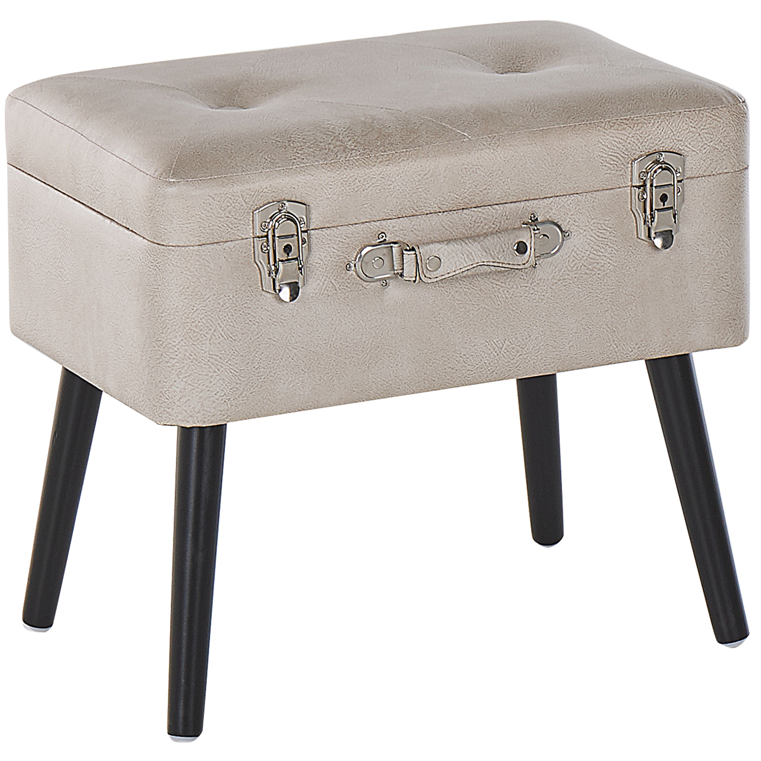 Stool with Storage MALLARD Eco Leather Beige [2]
