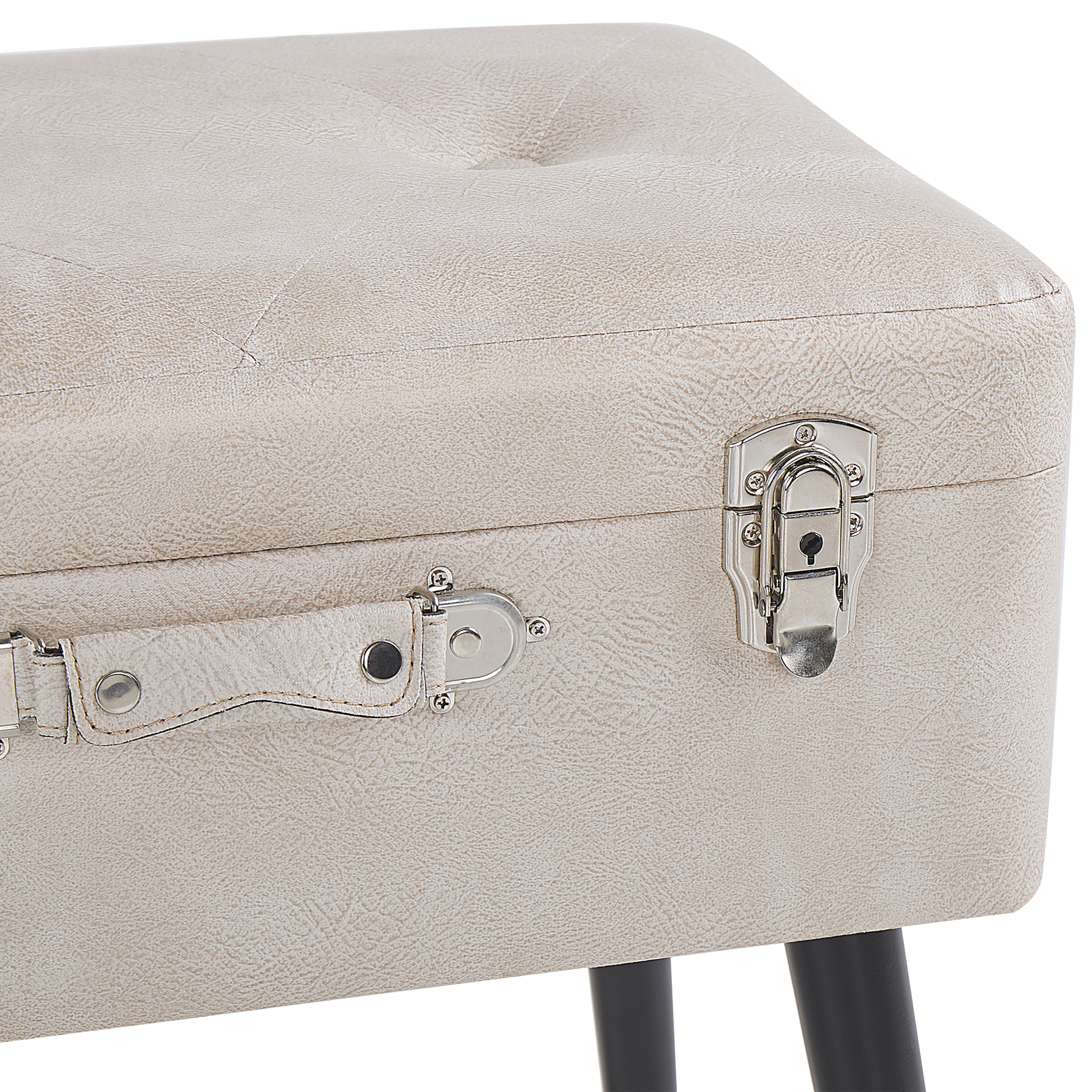 Stool with Storage MALLARD Eco Leather Beige [7]