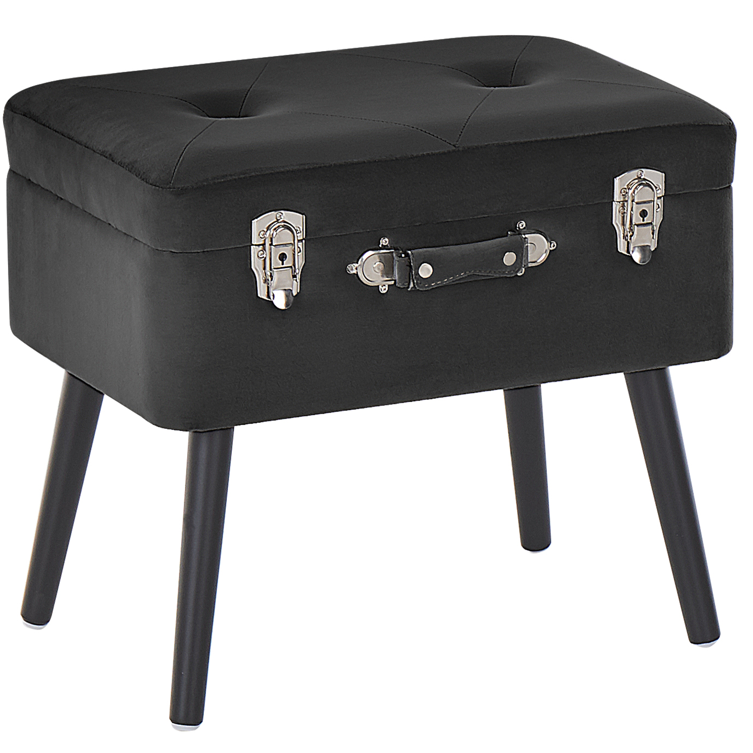 Stool with Storage MALLARD Velvet Black [2]