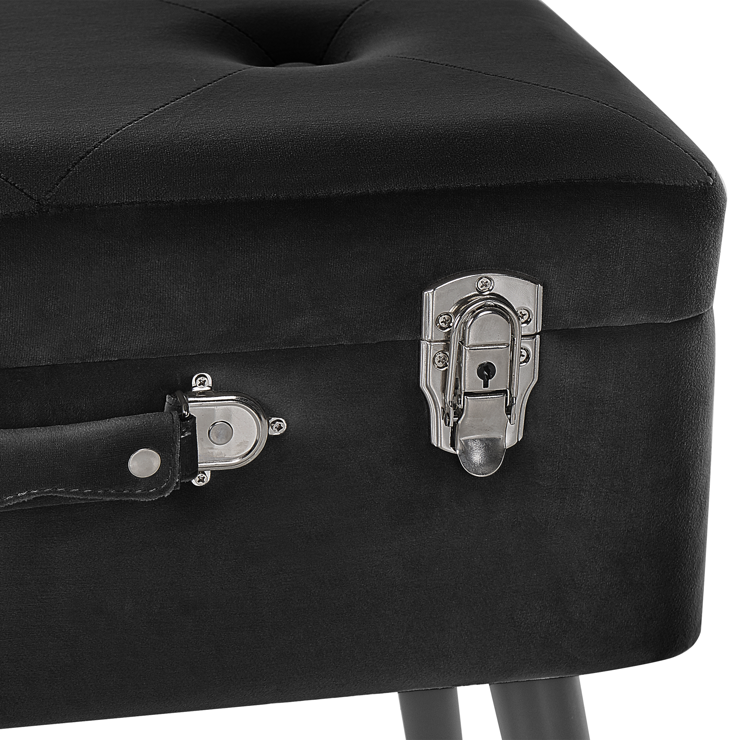 Stool with Storage MALLARD Velvet Black [7]