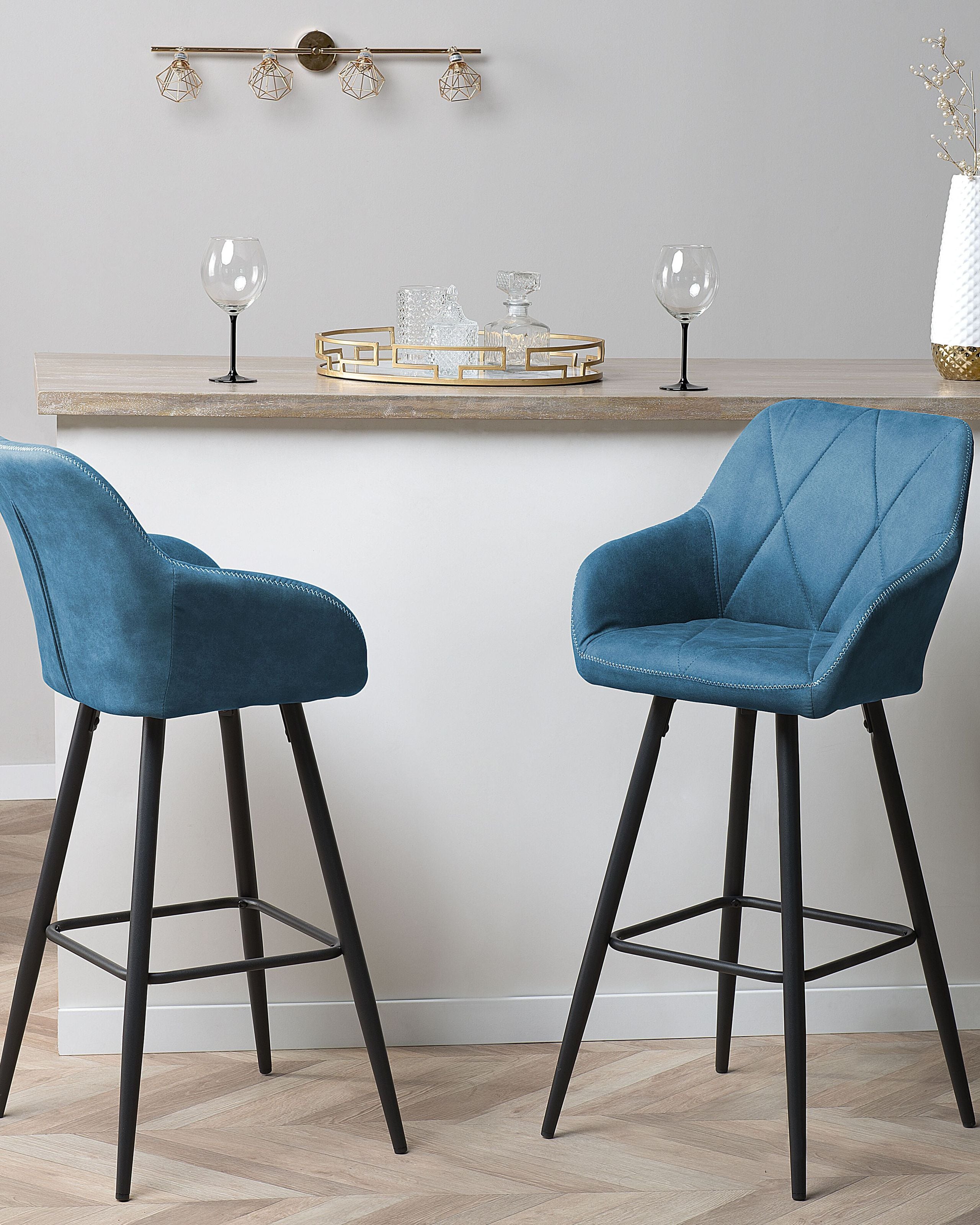 Scaun de bar - Set de 2 scaune de bar DARIEN Albastru marin