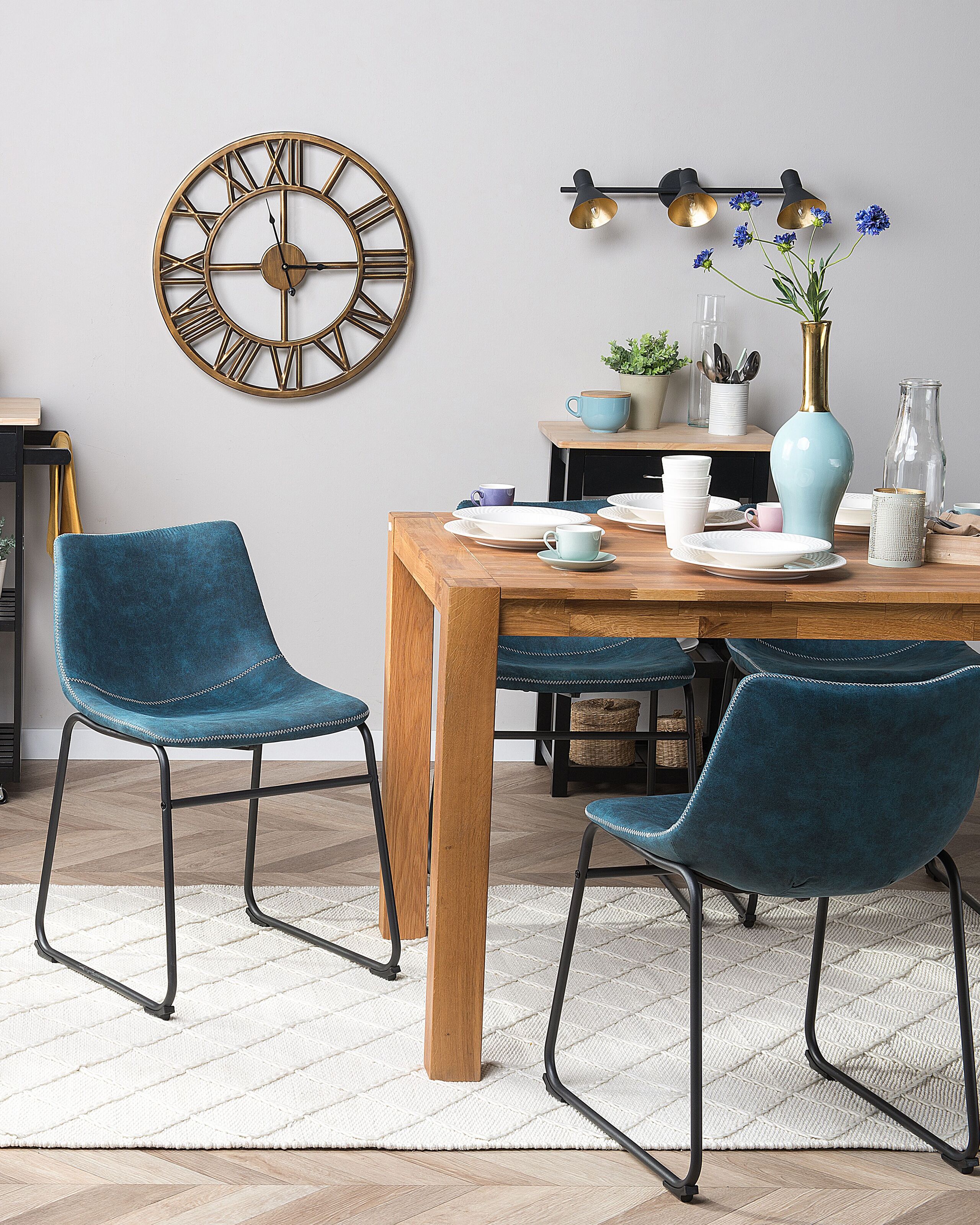 Set de 2 scaune dining BATAVIA Albastru marin [1]