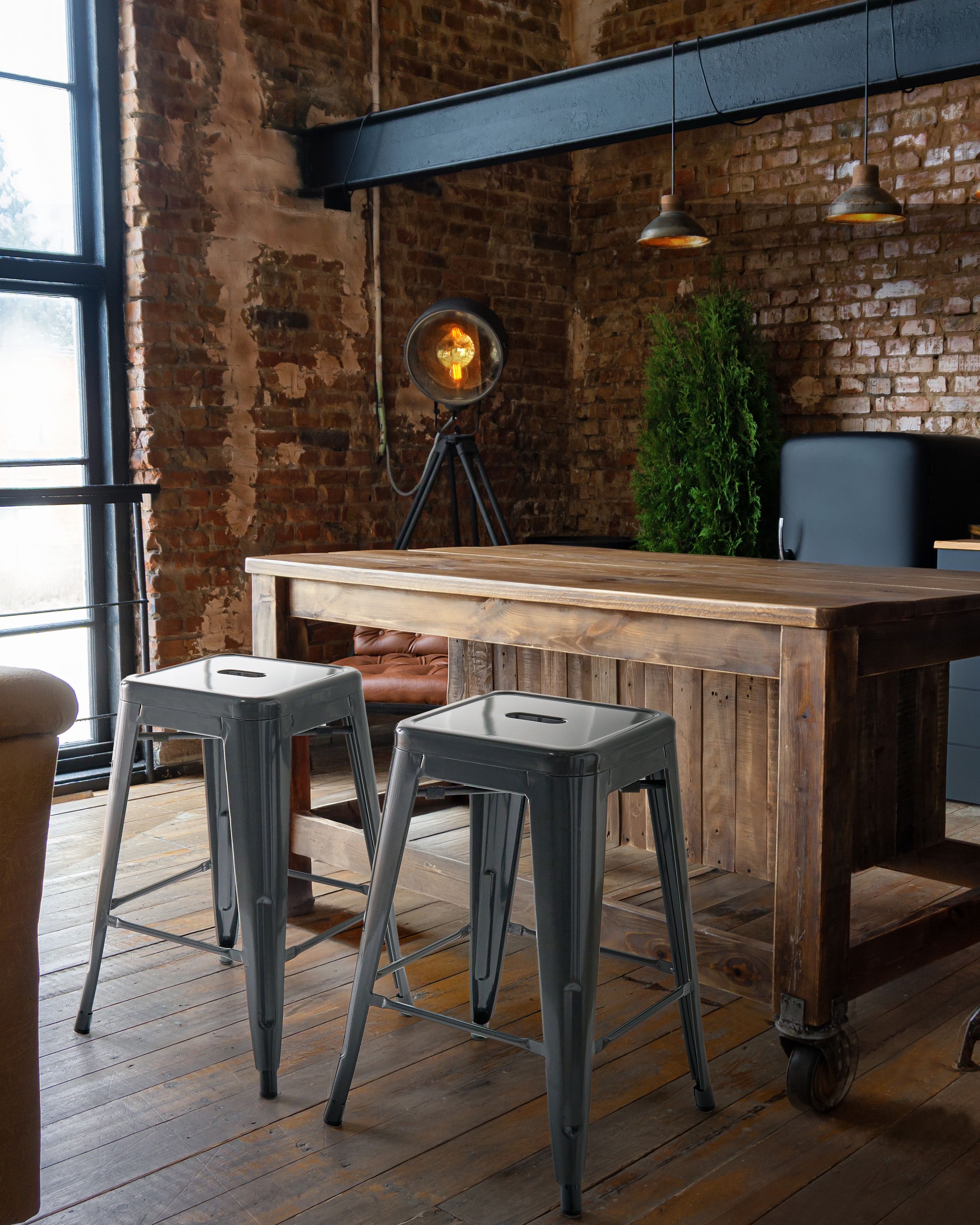 Set de 2 scaune de bar CABRILLO Metal Gri [1]