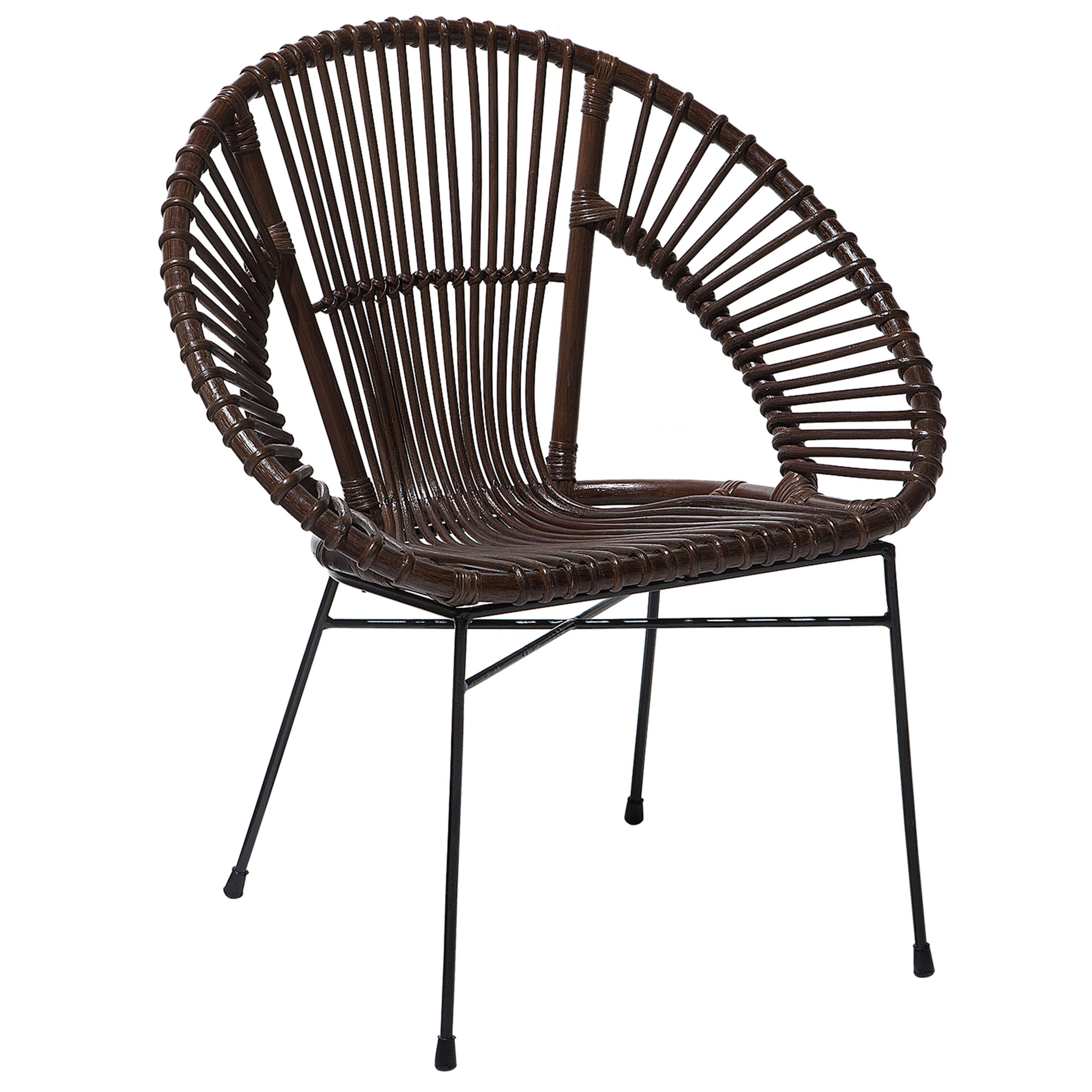 Dining Stool SARITA Rattan Dark Brown [2]