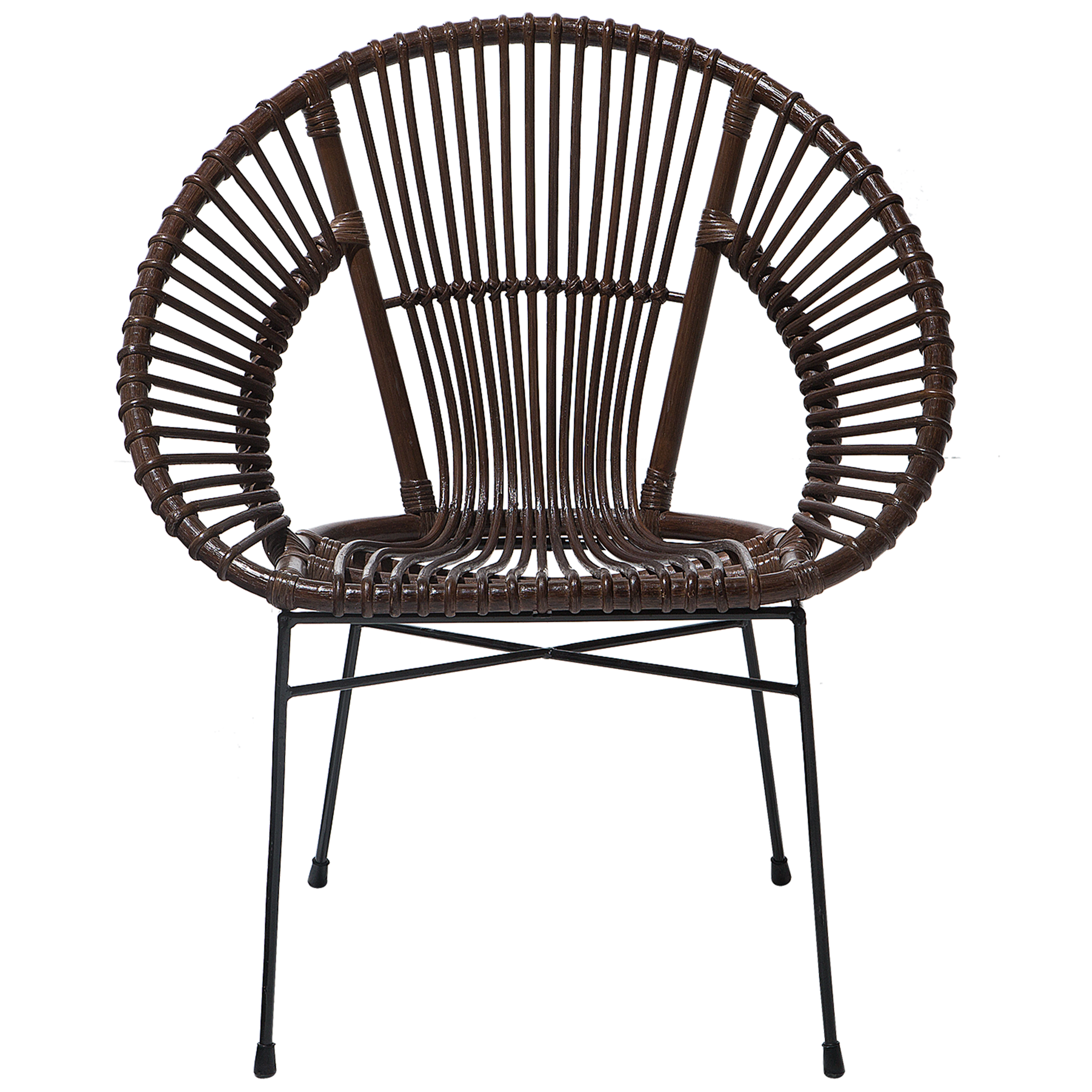 Dining Stool SARITA Rattan Dark Brown [4]