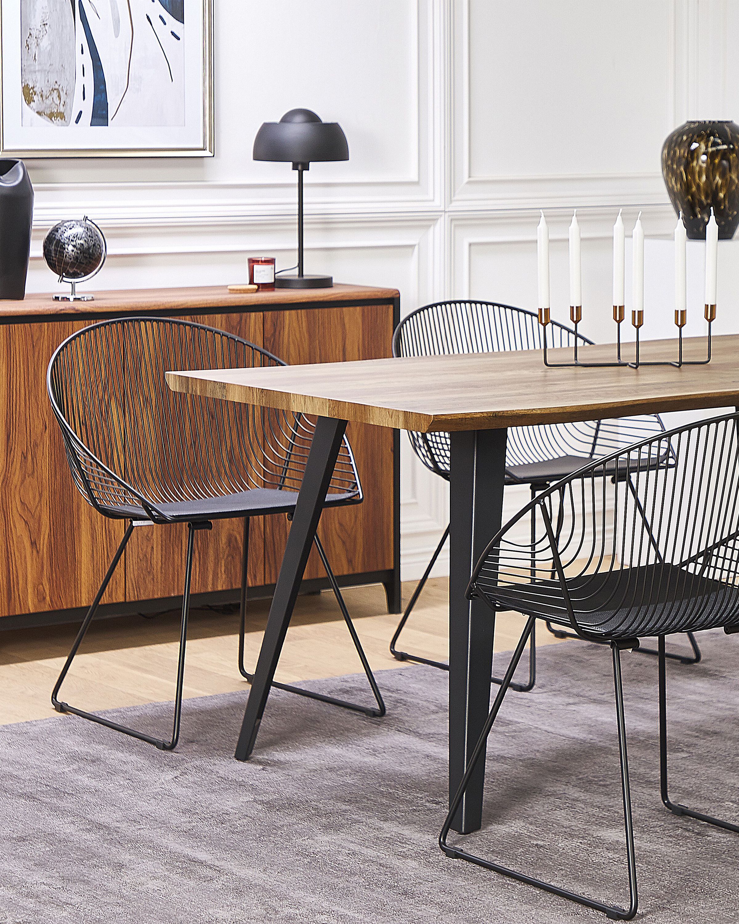 Scaun dining - Set of 2 dining chairs AURORA Metal Black