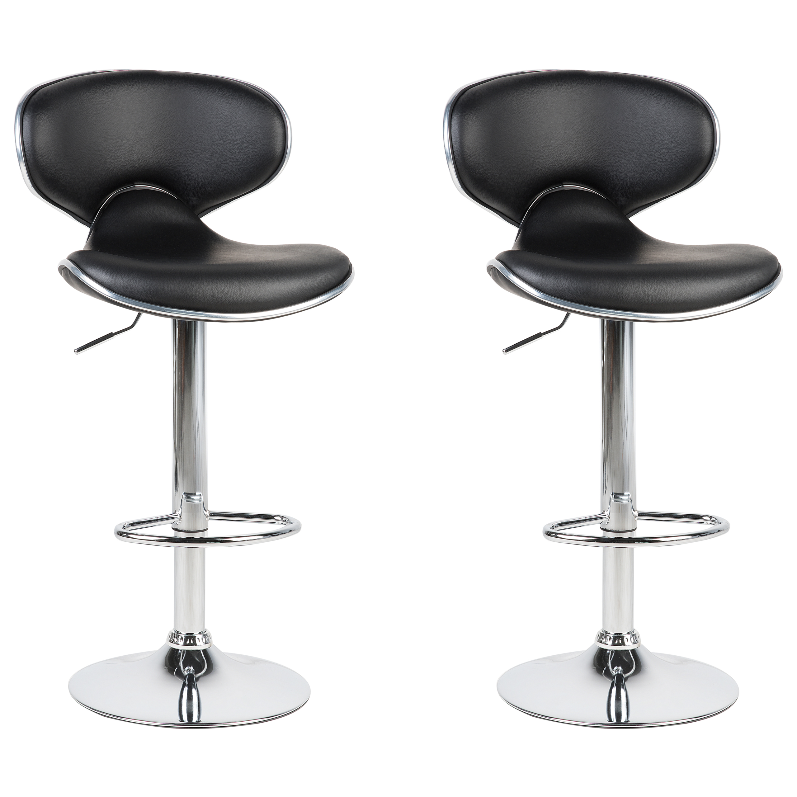 Set of 2 Bar Stools CONWAY Eco-Leather Swivel Black [2]