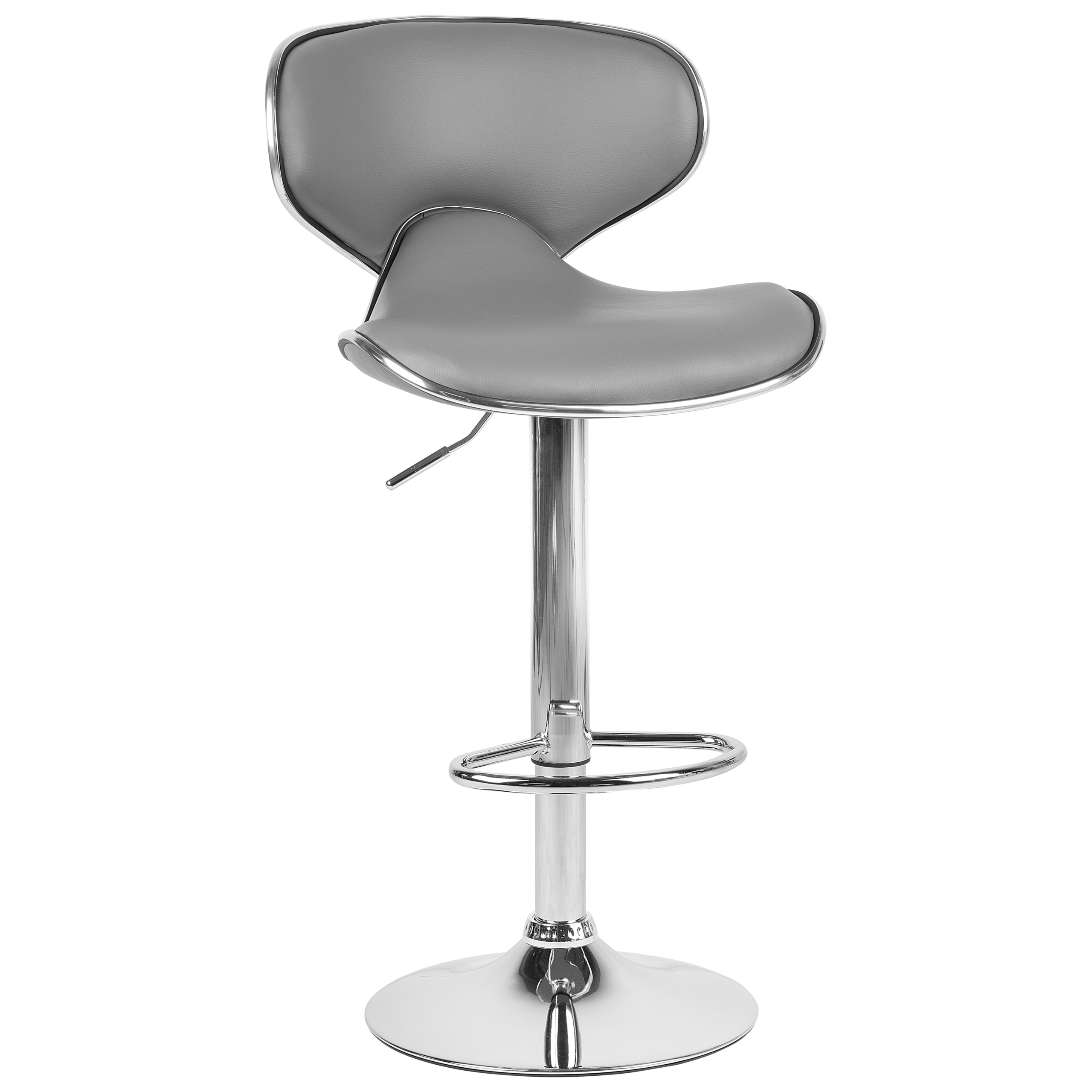 Set de 2 scaune de bar CONWAY Piele ecologică Pivotant Gri [4]