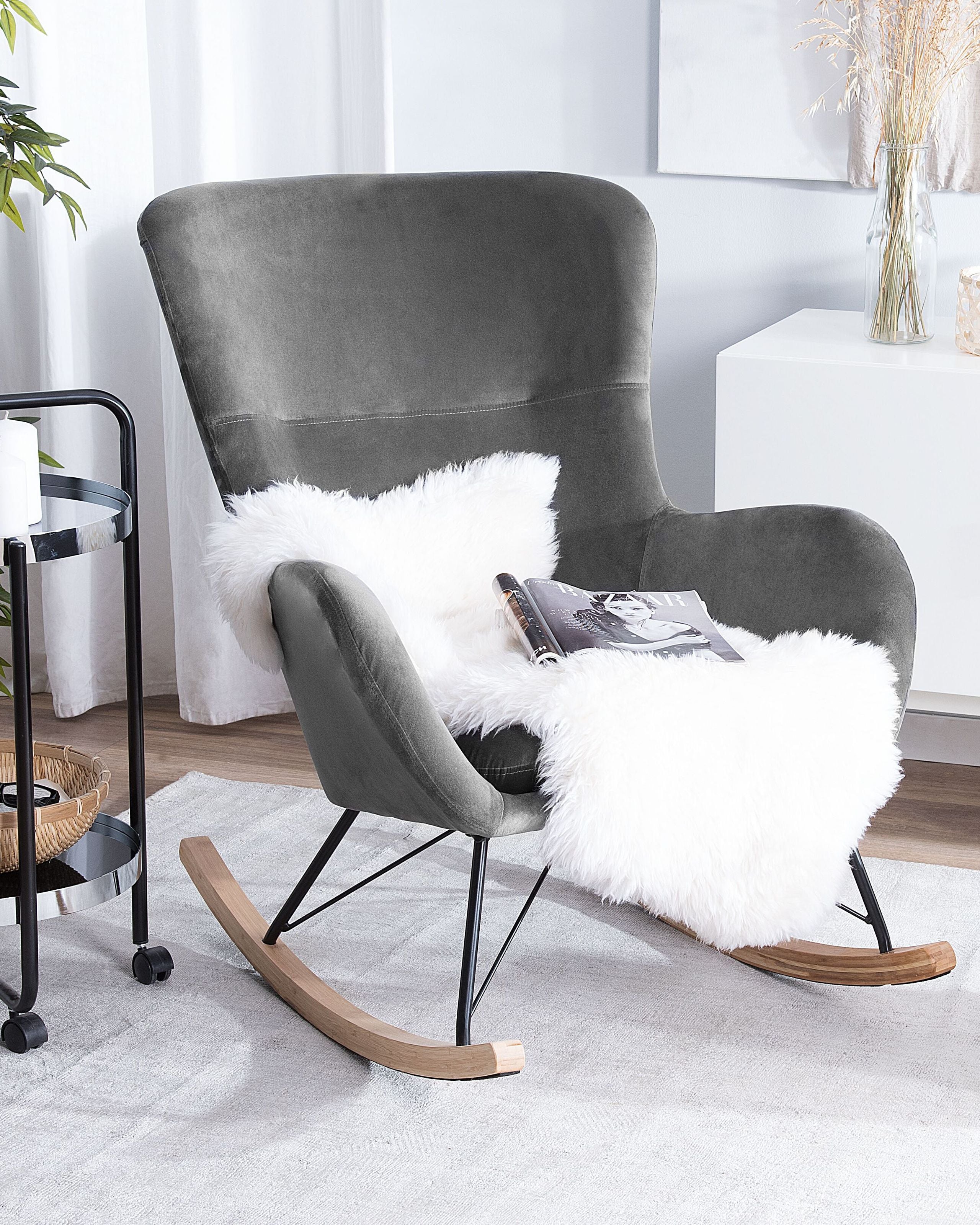 ELLAN Rocking Chair Velvet Dark Grey [1]