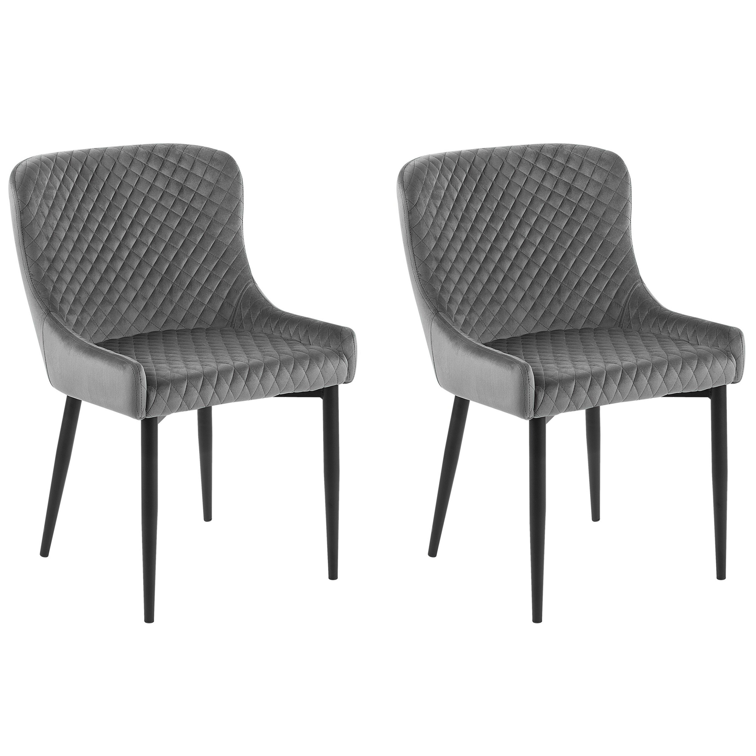 Set of 2 SOLANO Dining Stools Velvet Grey [2]