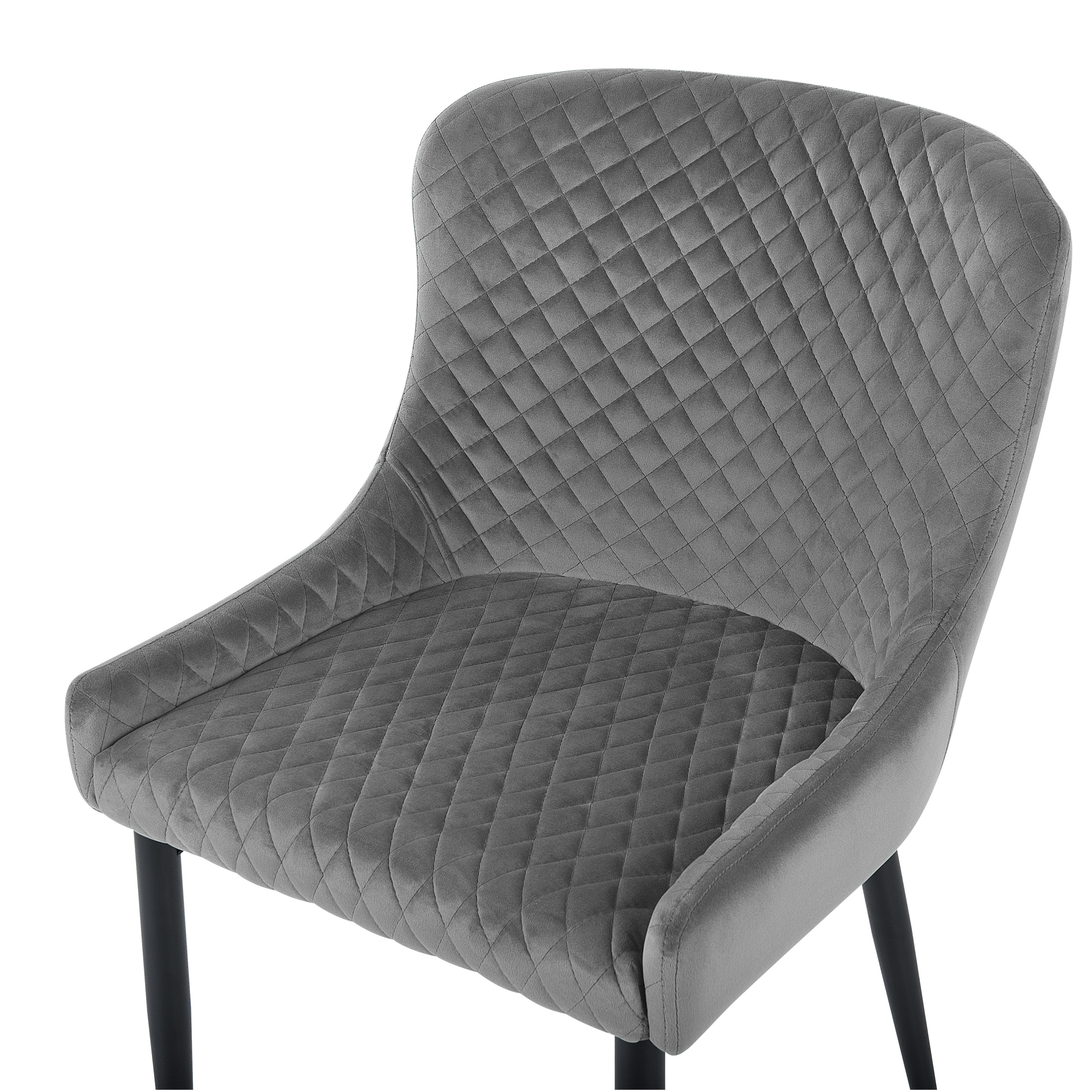 Set of 2 SOLANO Dining Stools Velvet Grey [7]